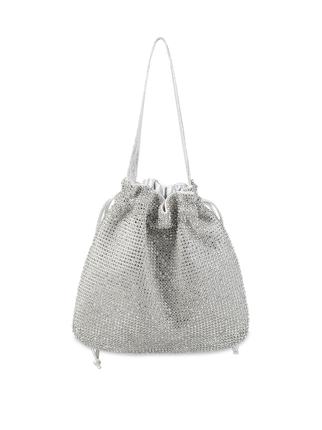 

Metro Silver-Toned Embellished Hobo Bag