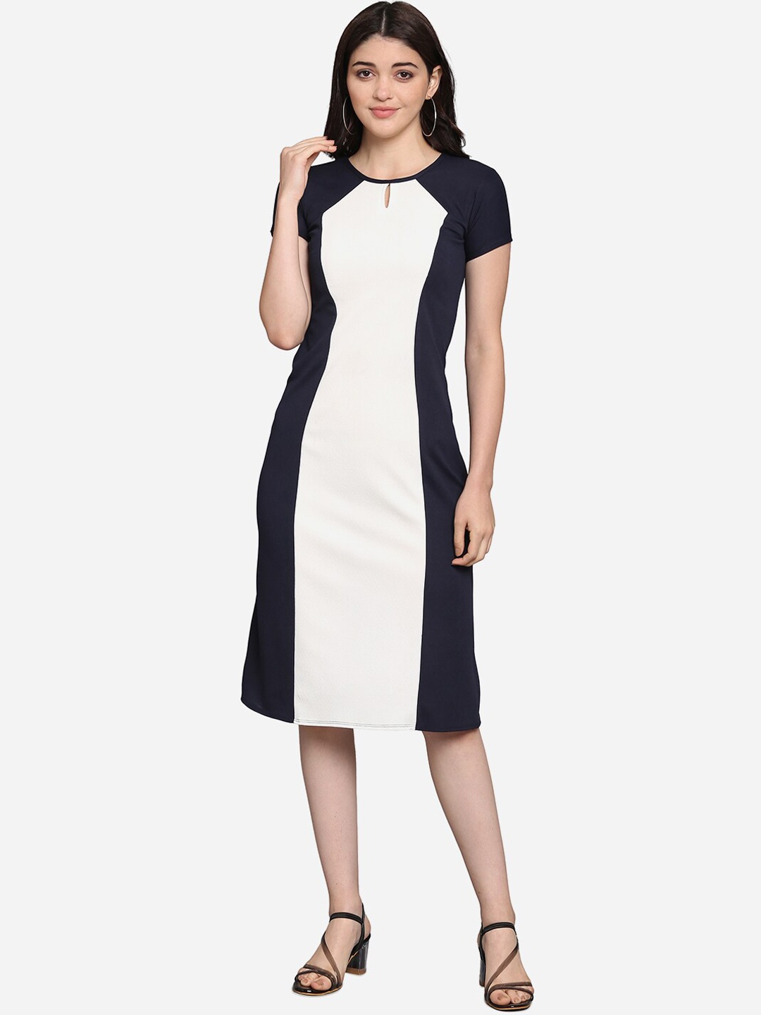 

PURVAJA Women Blue Colourblocked Sheath Dress