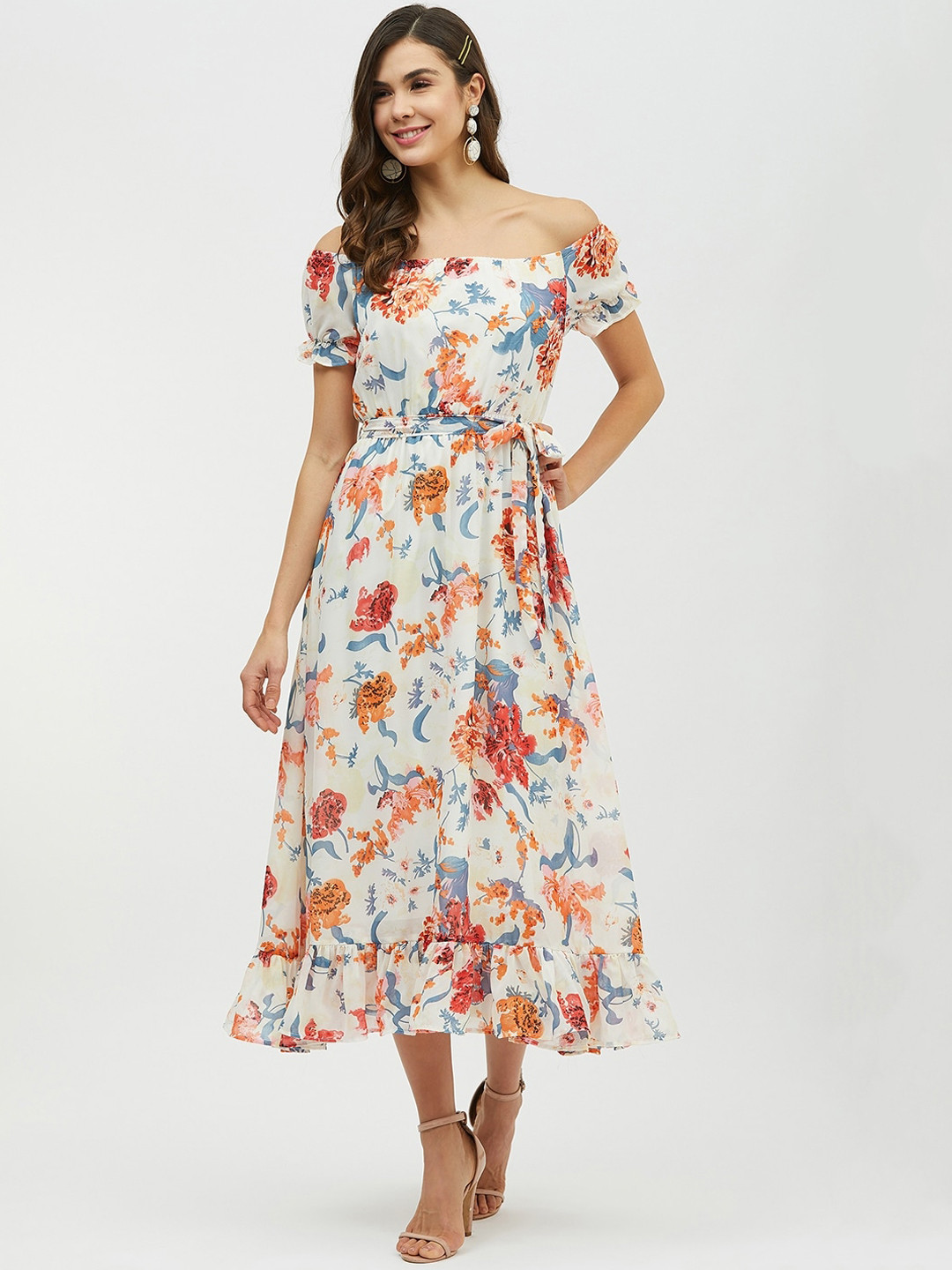 

Harpa Women Off-White Printed A-Line Dress