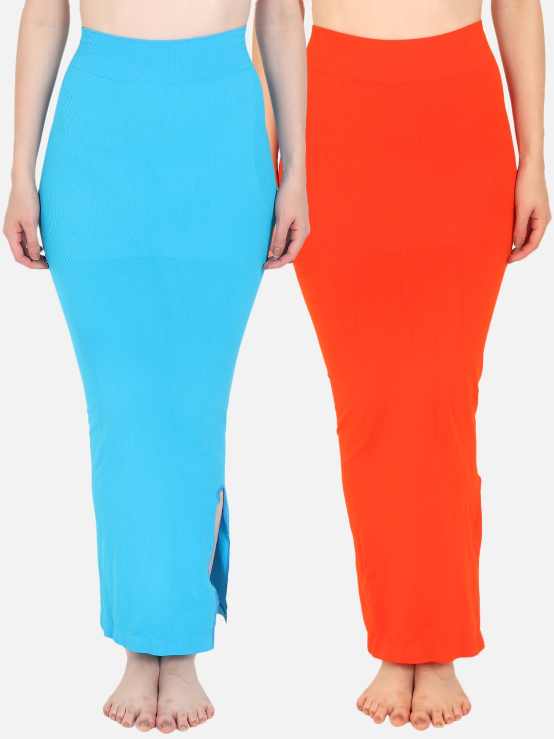Beau Design Women Pack Of 2 Solid Saree Shapewear, Blue