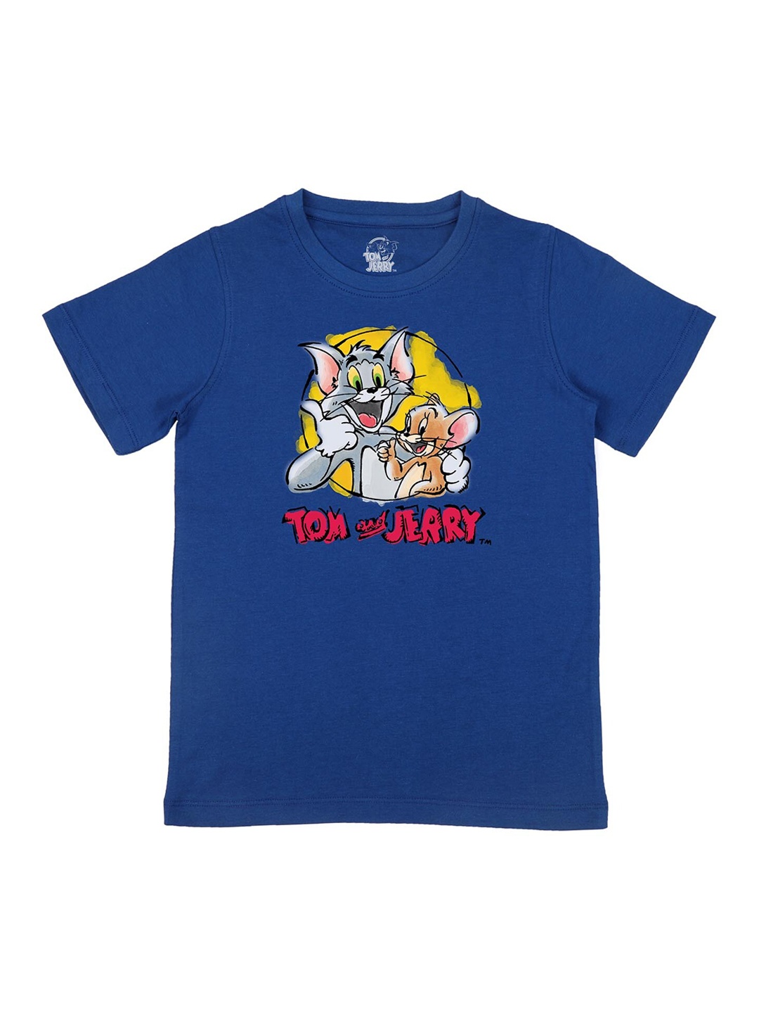 

Tom Jerry Boys Blue Tom Jerry Printed Round Neck Pure Cotton T-shirt