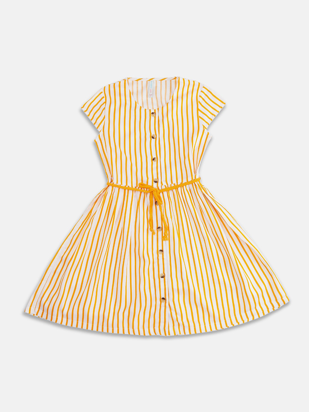 

Pantaloons Junior Girls Yellow Striped Fit and Flare Dress