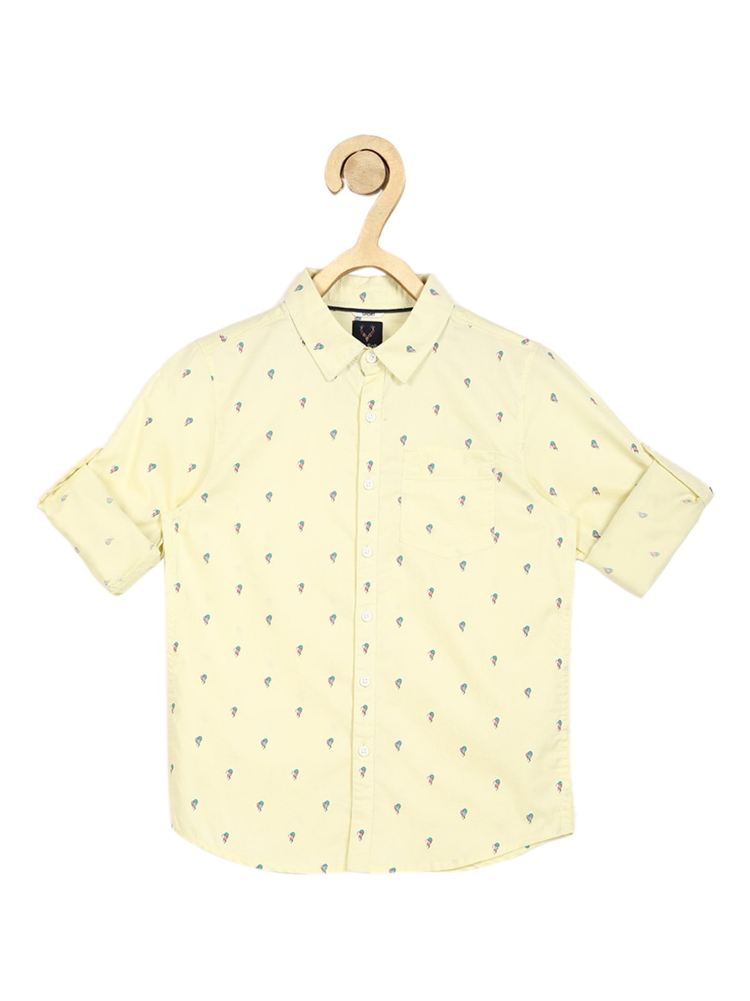 Allen Solly Junior Boys Yellow Slim Fit Printed Casual Shirt