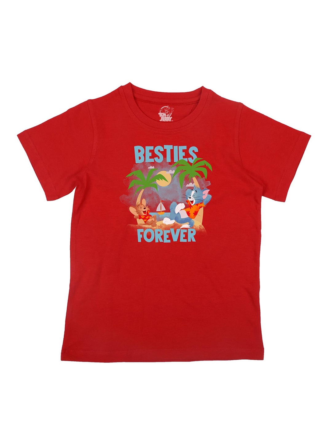 

Tom & Jerry Boys Red Printed Round Neck T-shirt