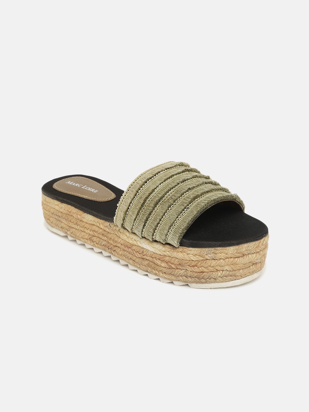 Marc Loire Women Olive Green Textured Flatforms