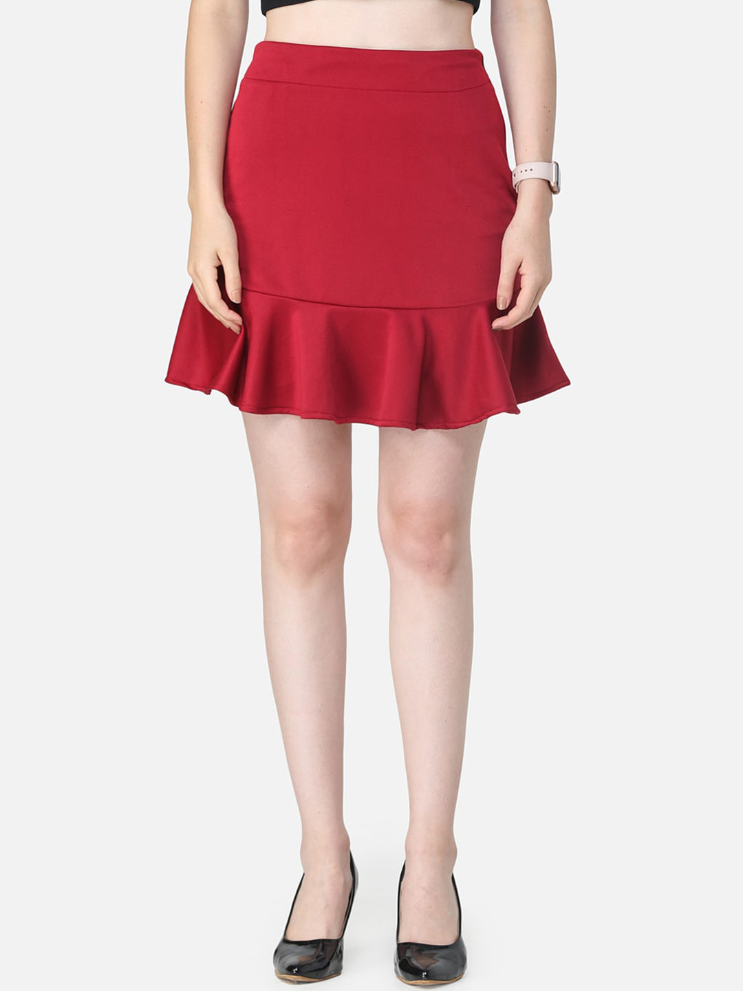

SCORPIUS Women Maroon Solid A-Line Skirt