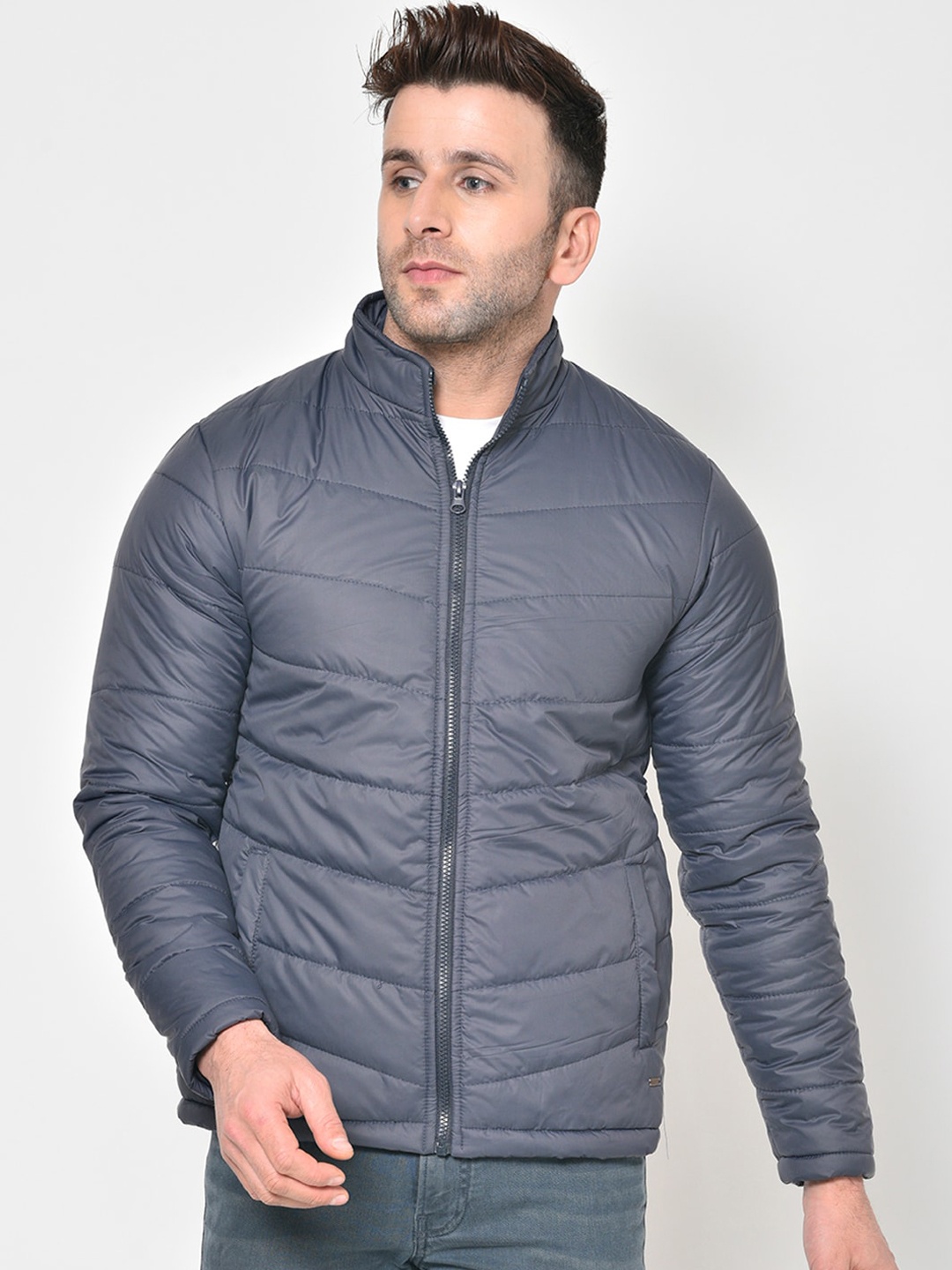 

PERFKT-U Men Navy Blue Solid Insulator Anti-Microbial Puffer Jacket