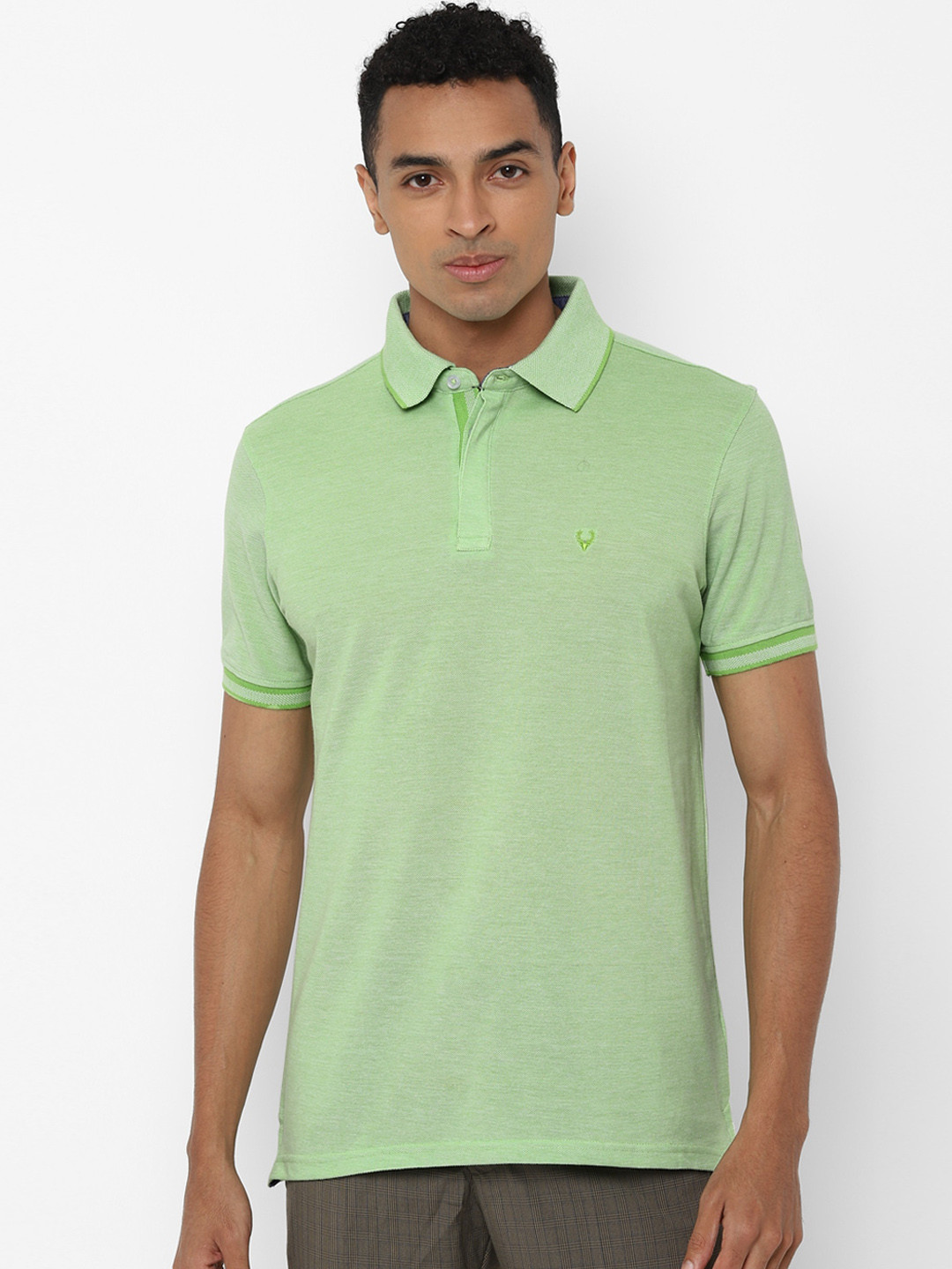 

Allen Solly Men Green Solid Polo Collar T-shirt