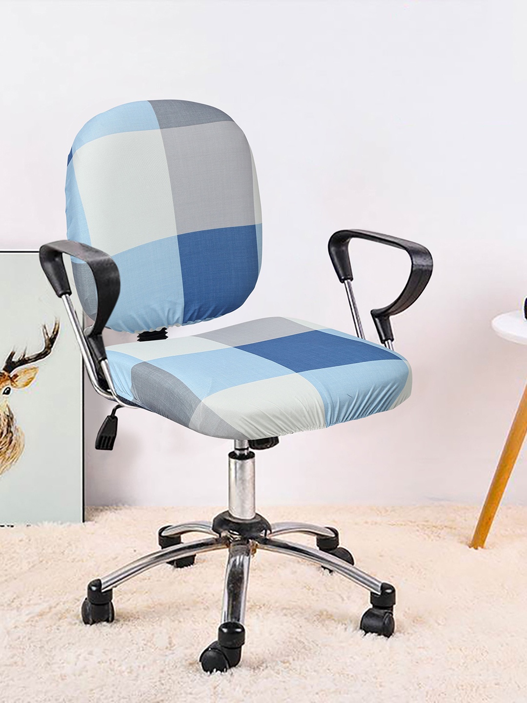 

Cortina Set Of 4 Blue & Grey Printed Chair Covers