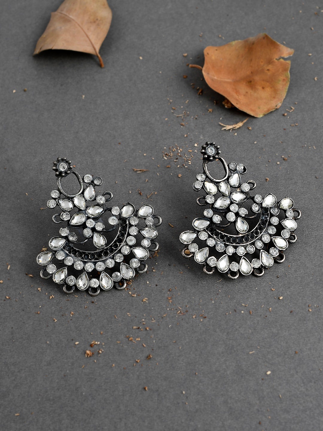 

Silvermerc Designs Silver-Toned Contemporary Chandbalis