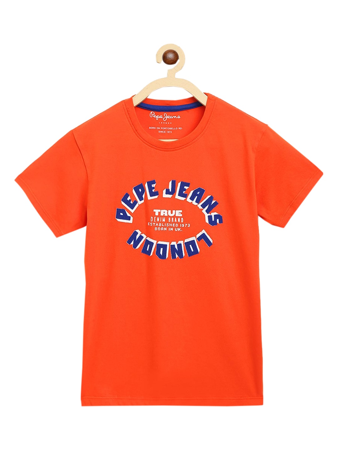 

Pepe Jeans Boys Orange Brand Logo Printed Round Neck T-shirt