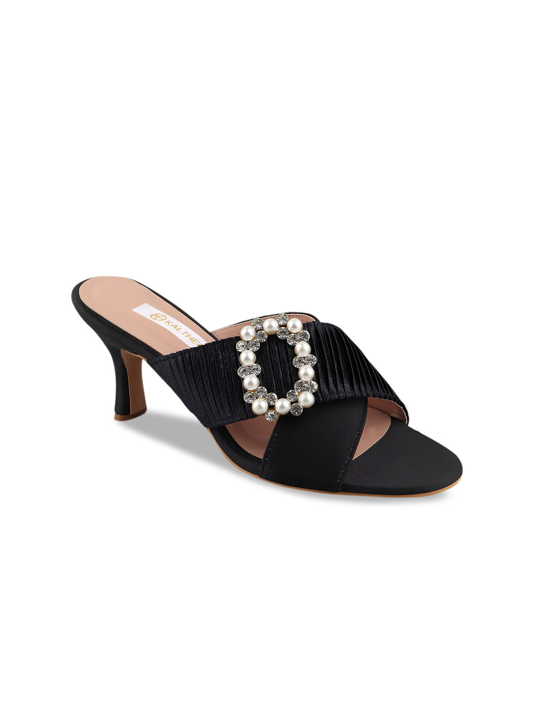 

KALTHEOS Women Black Embellished Mules