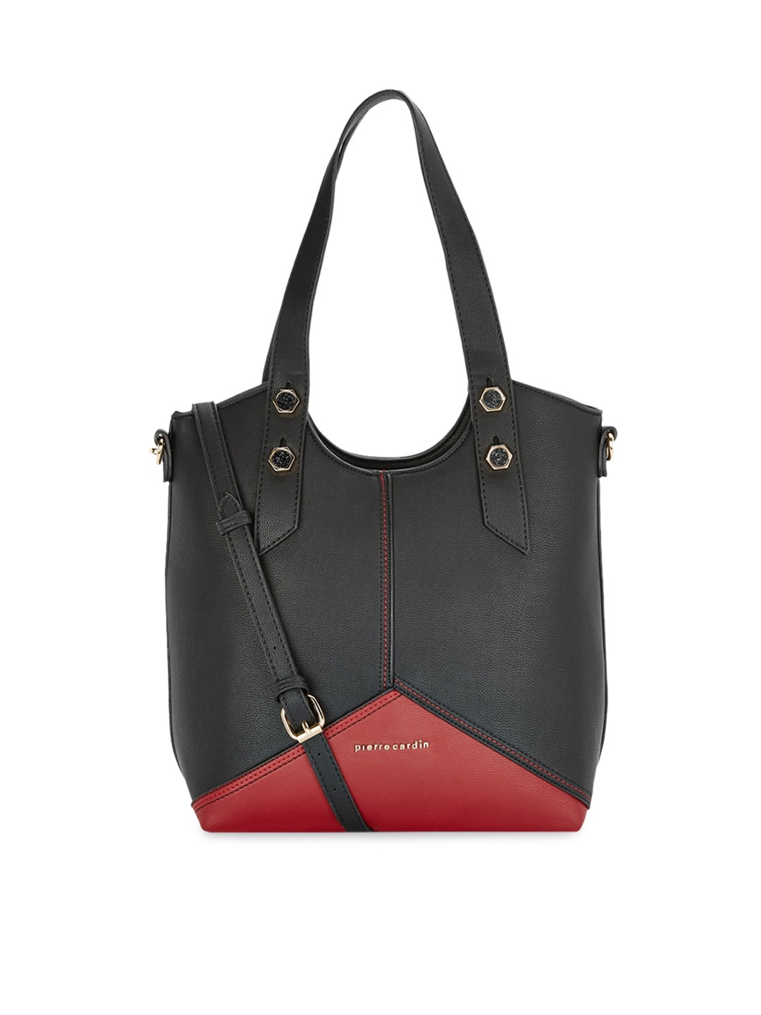 

pierre cardin Black & Red Solid Handheld Bag