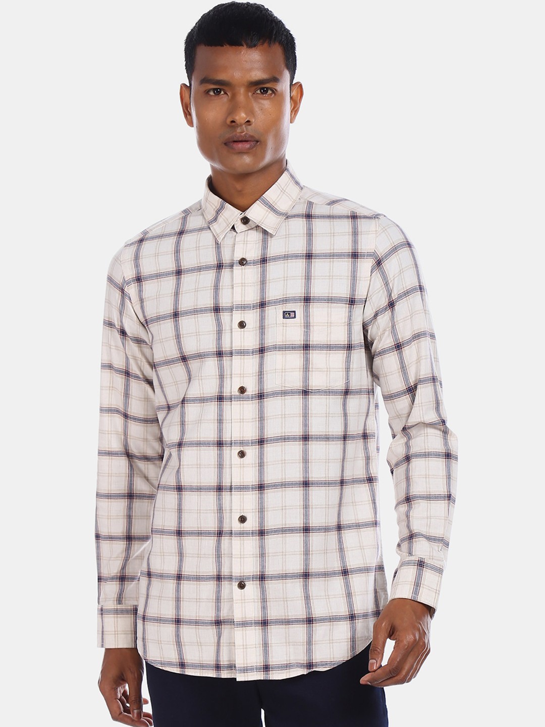 

Arrow Sport Men Beige Regular Fit Checked Casual Shirt