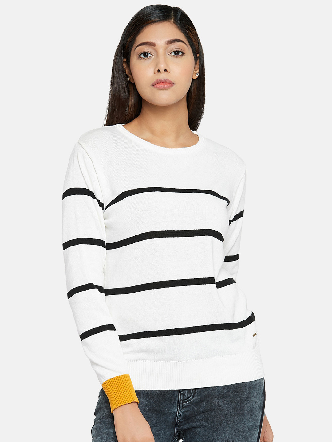 

People Women White Striped Sweater