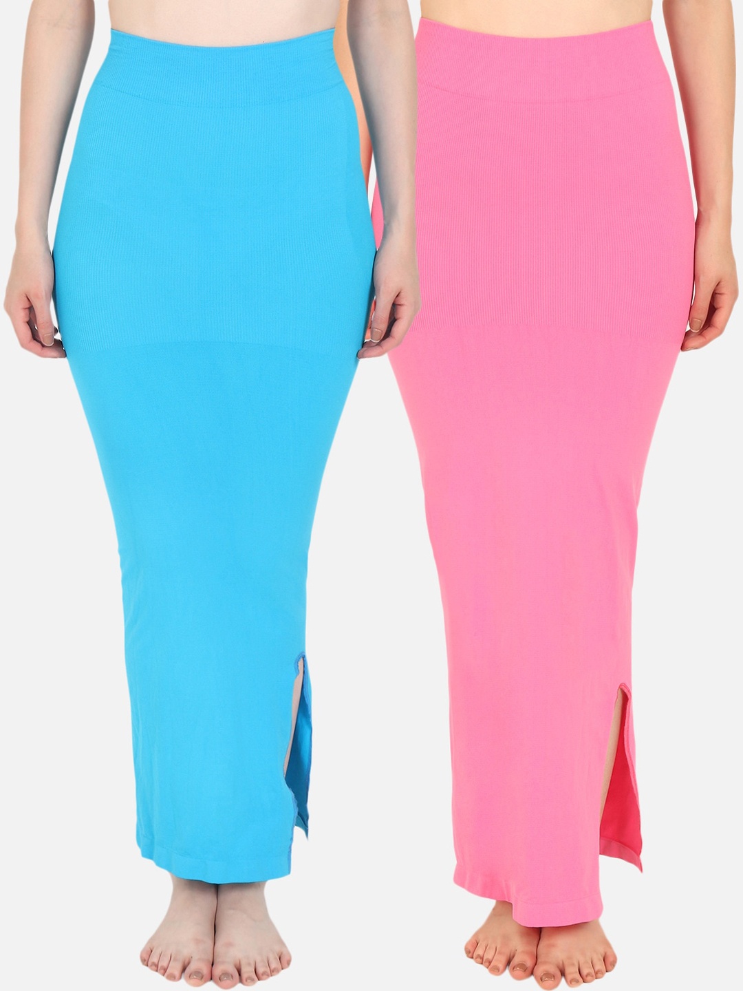 

Beau Design Women Pack Of 2 Turquoise Blue & Pink Solid Saree Shapewear