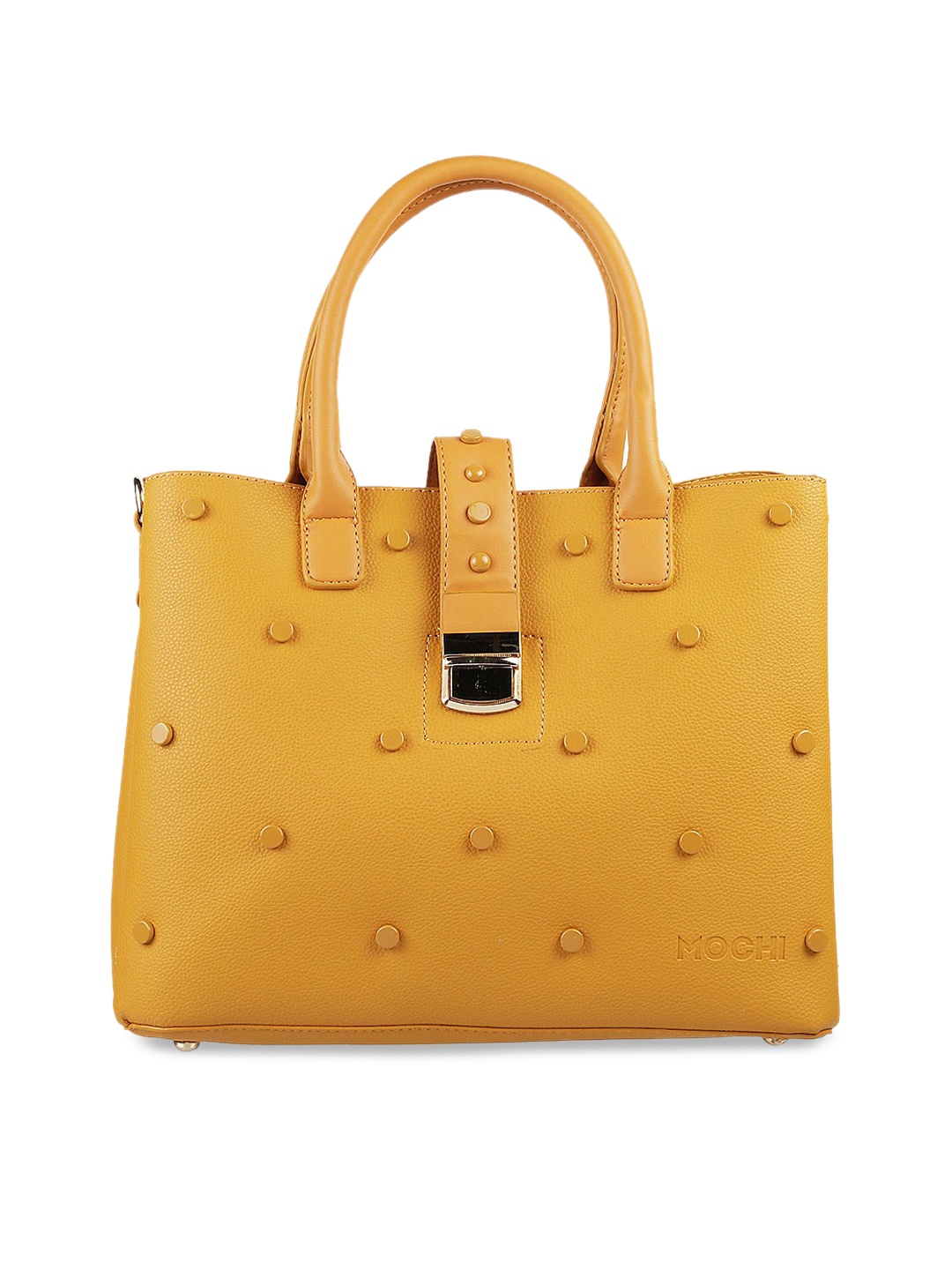 

Mochi Yellow Embellished Handheld Bag