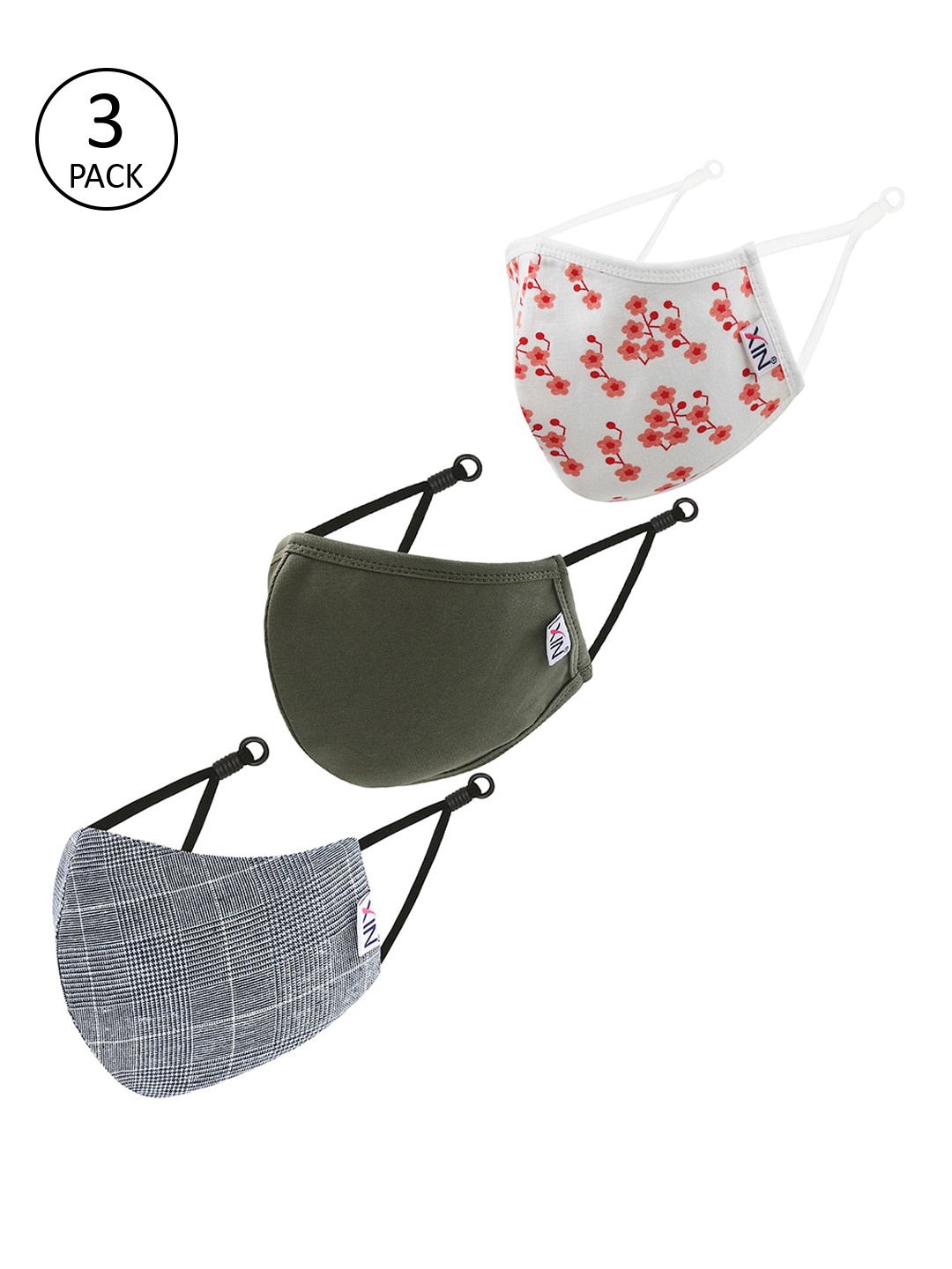 XIN Pack Of 3 Assorted 2-Ply Reusable Cloth Masks