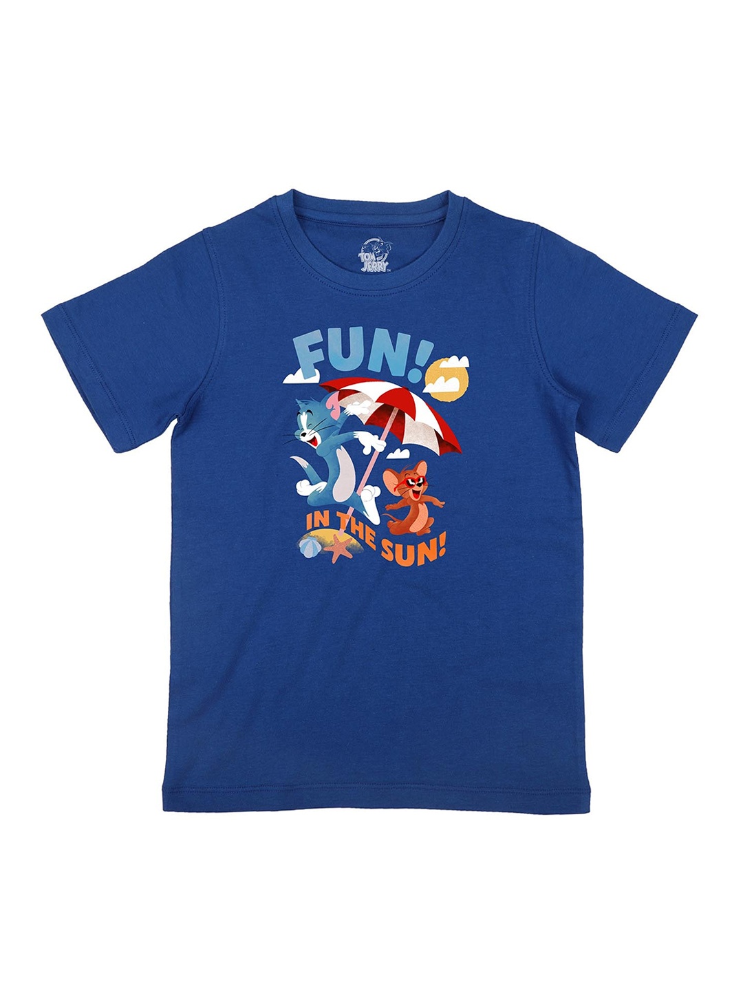 

Tom Jerry Boys Blue Tom Jerry Printed Round Neck Pure Cotton T-shirt