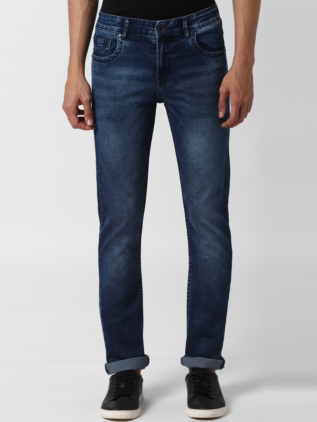 

Peter England Men Navy Blue Tapered Fit Mid-Rise Clean Look Jeans