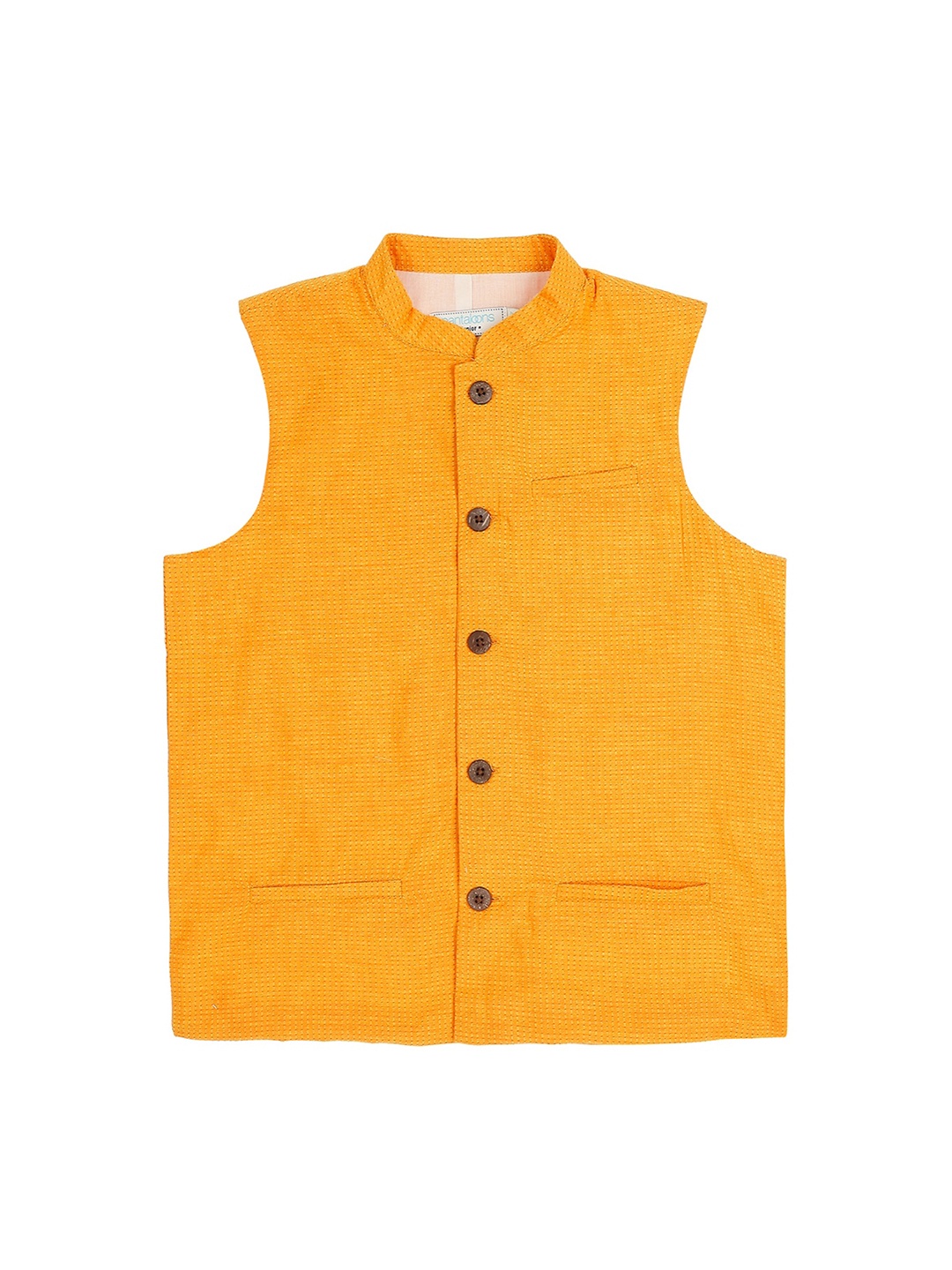 indus route by Pantaloons Boys Yellow Printed Nehru Jacket, Mustard