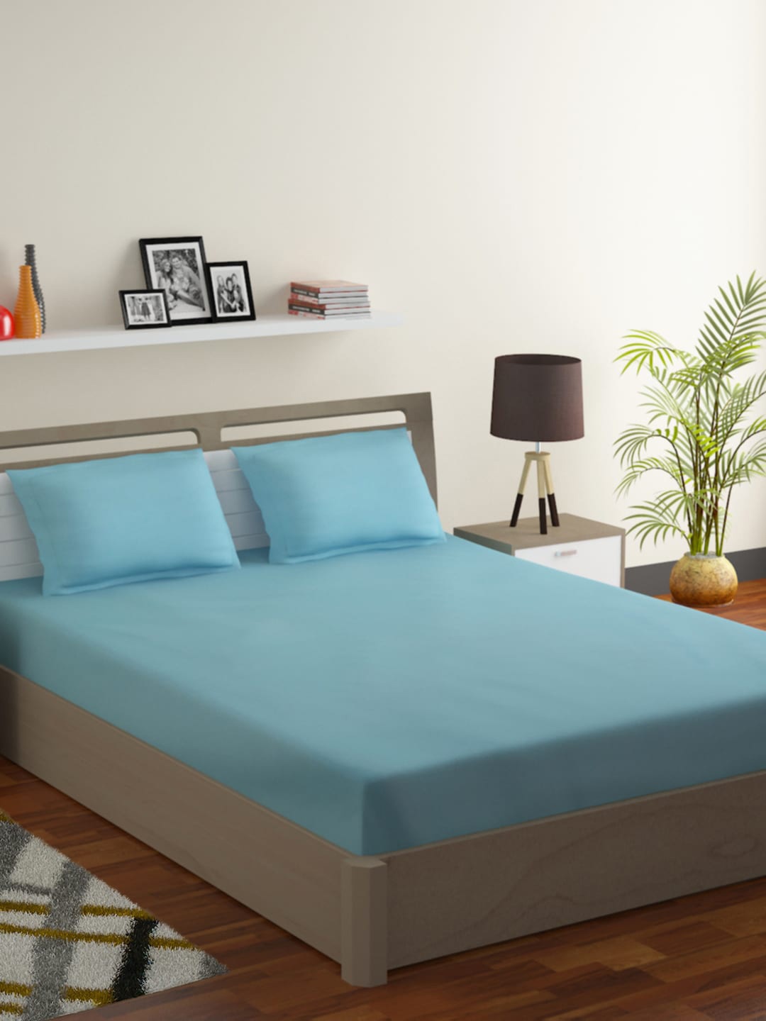 

Bromwick Blue Solid 180 TC Polycotton 1 Queen Bedsheet with 2 Pillow Covers