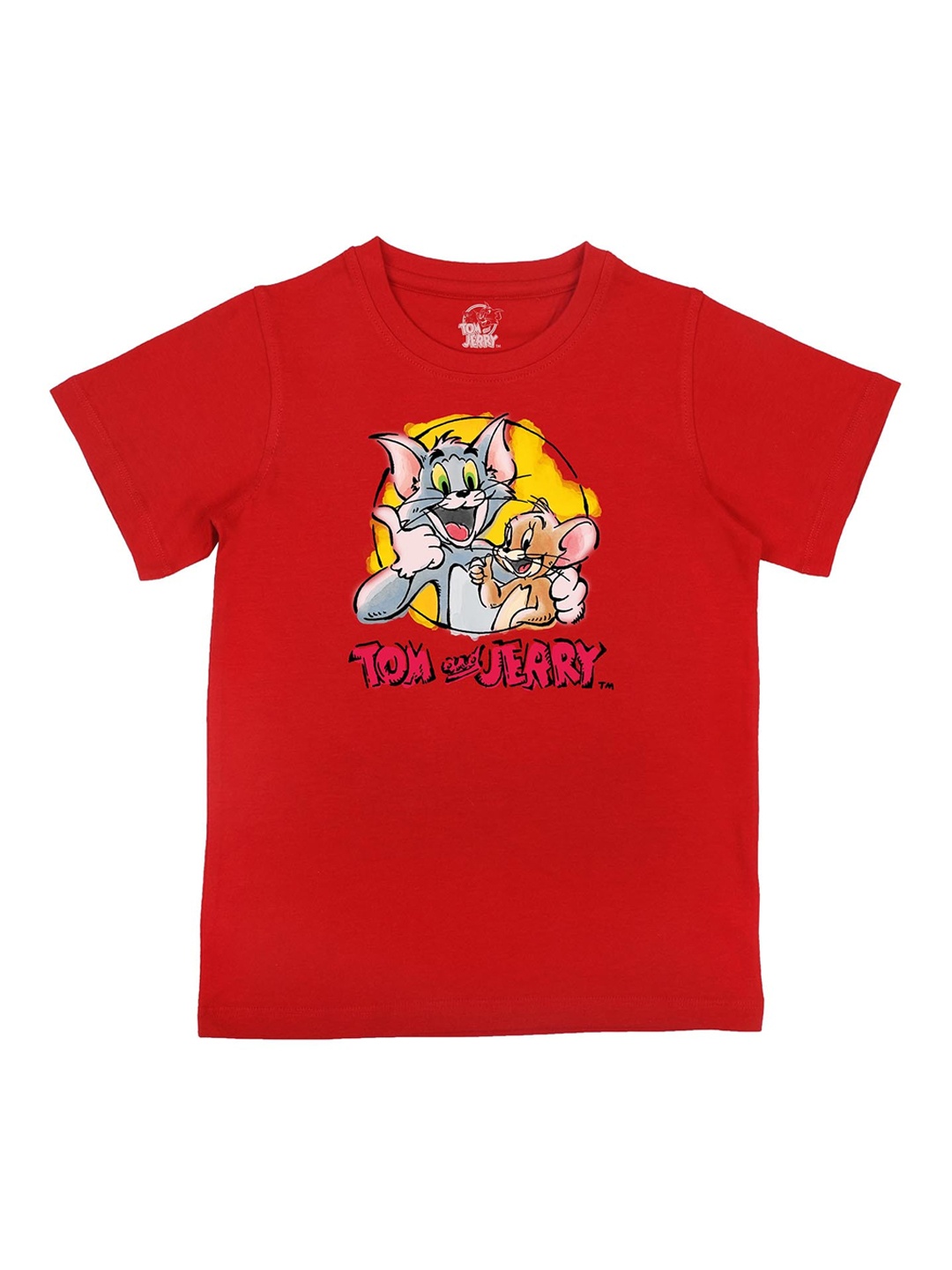 

Tom Jerry Boys Red Printed Round Neck Cotton Pure Cotton T-shirt