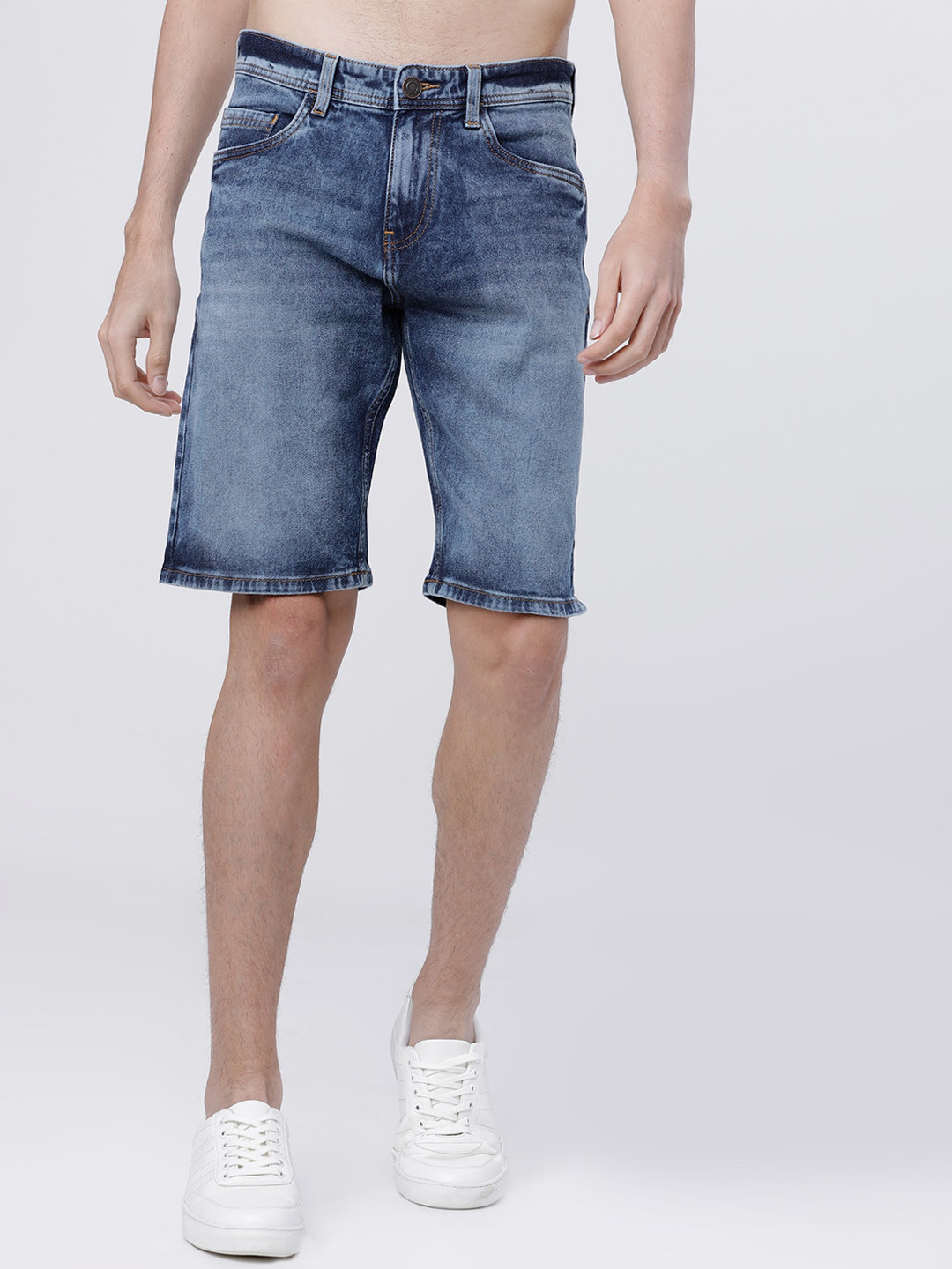 

HIGHLANDER Men Blue Washed Slim Fit Denim Shorts