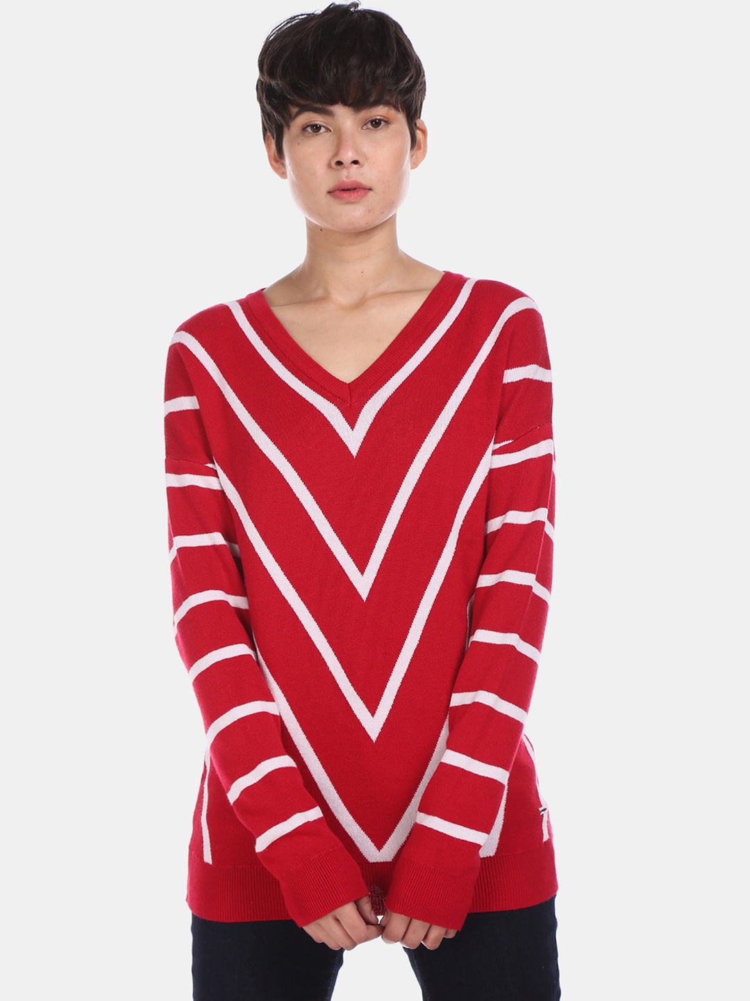 

U.S. Polo Assn. Women Red Striped Sweater