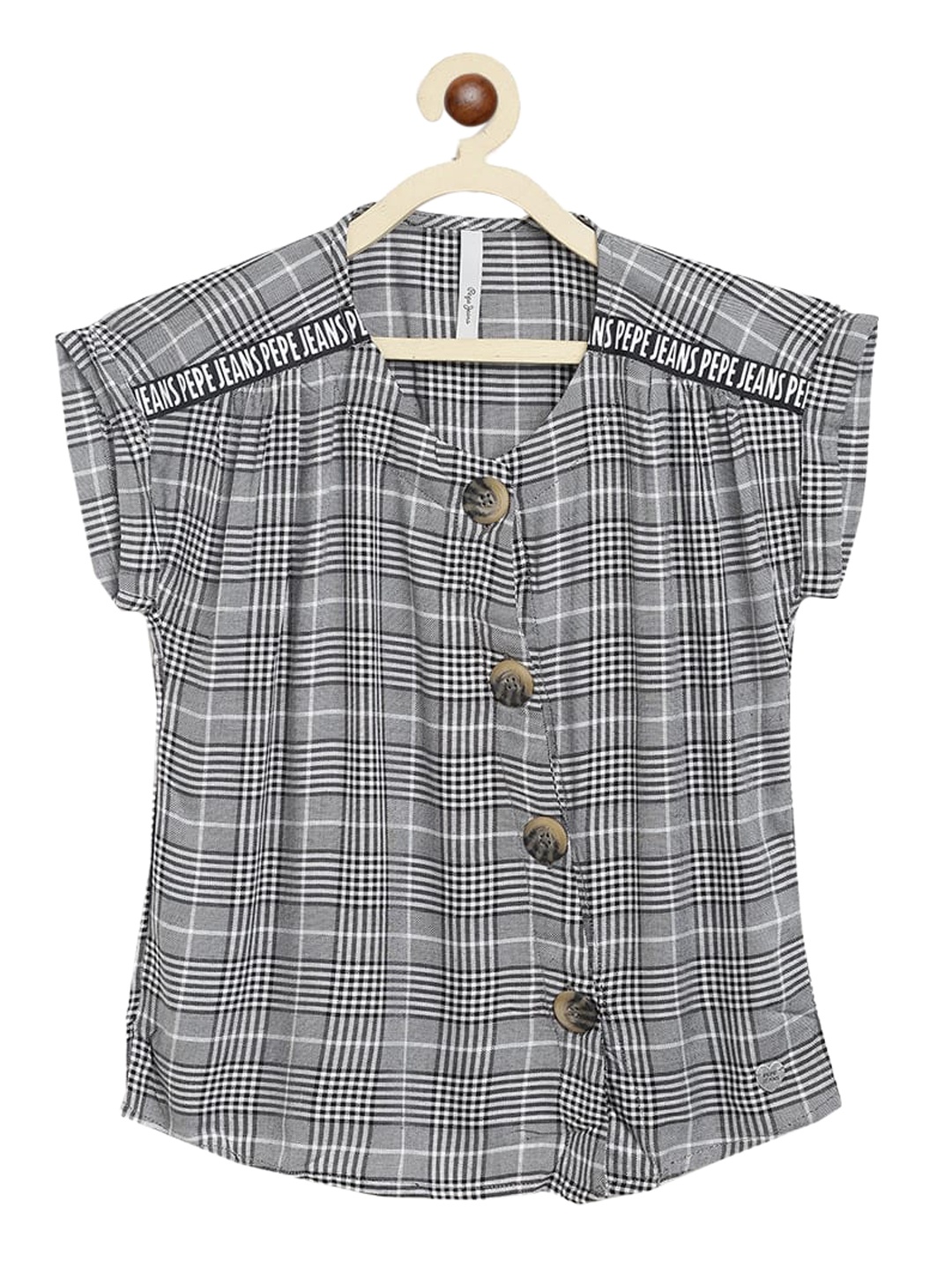 

Pepe Jeans Girls Black Regular Fit Checked Casual Shirt