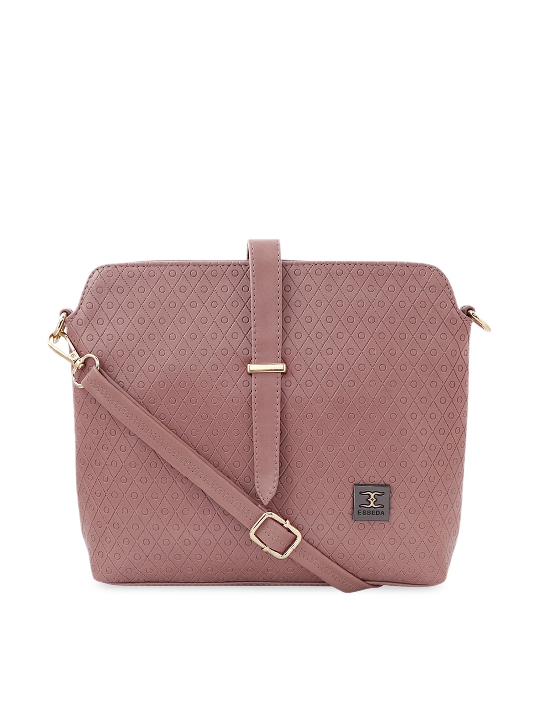 

ESBEDA Peach-Coloured Textured Sling Bag