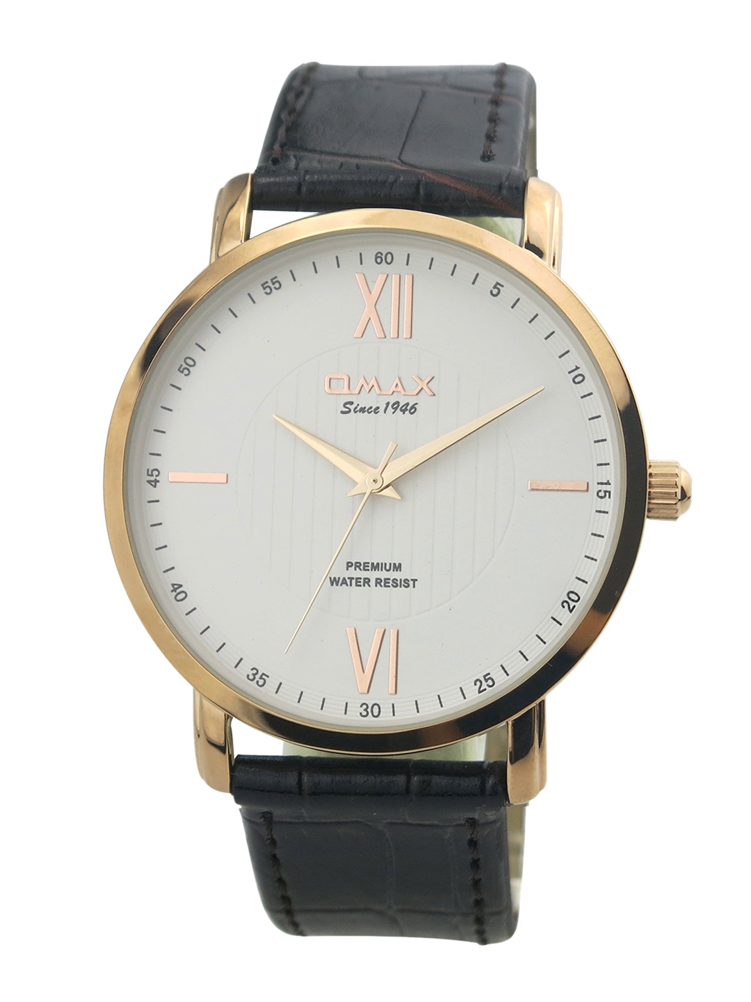 

Omax Men Black & White Analogue Leather Watch GU03R35I