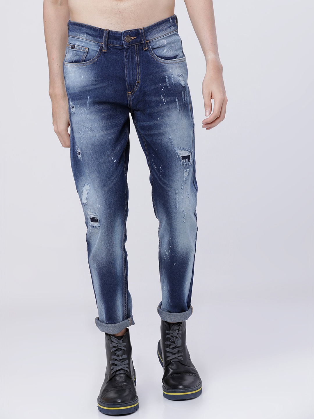 

HIGHLANDER Men Blue Tapered Fit Mid-Rise Mildly Distressed Stretchable Jeans