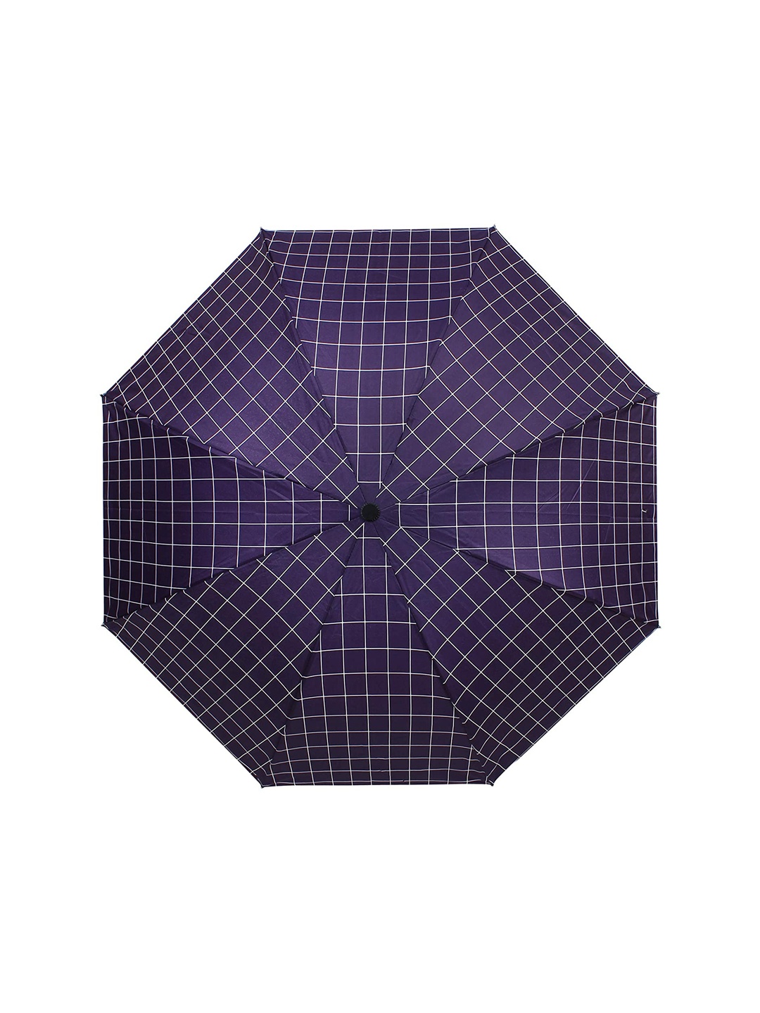

LOOM LEGACY Purple & White Checked 3-Fold Steel Frame Umbrella