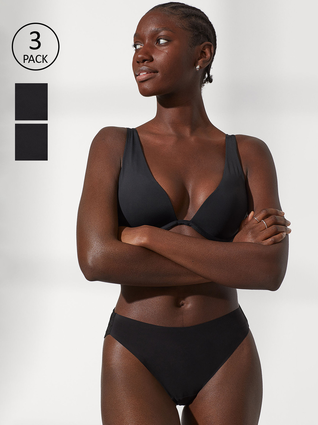 

H&M Women Black 3-Pack Brazilian Briefs