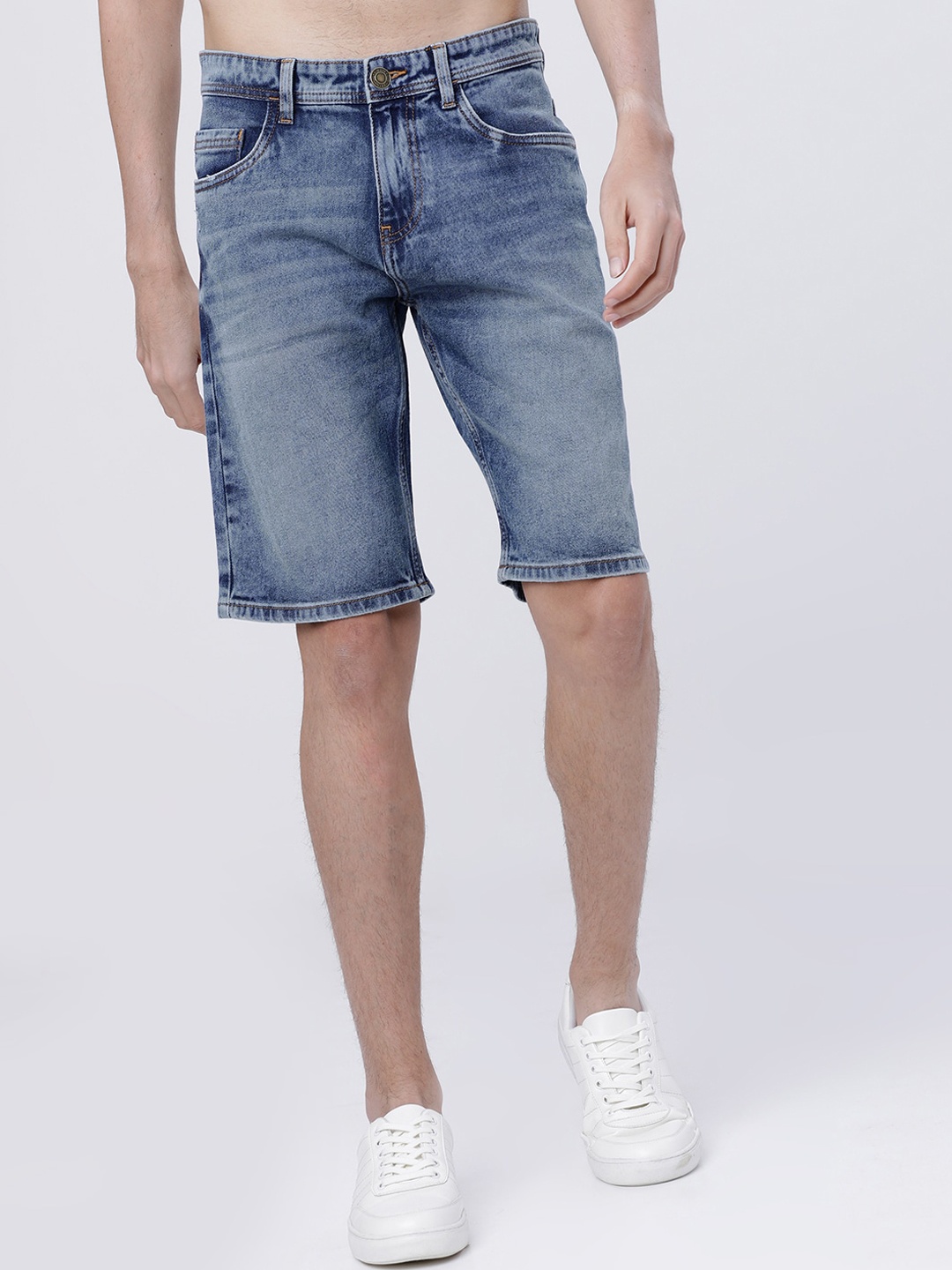 HIGHLANDER Men Blue Washed Slim Fit Denim Shorts