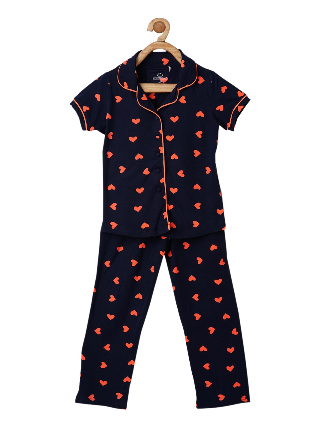 

Sweet Dreams Girls Black & Red Printed Night Suit