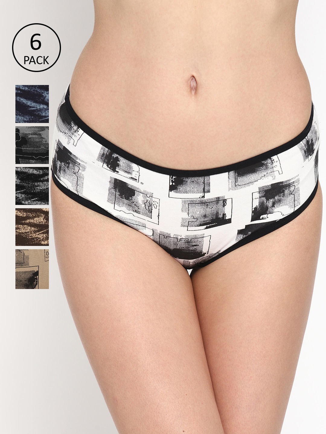 Skidlers Women Pack Of 6 Assorted Hipster Briefs-BRIEF-45