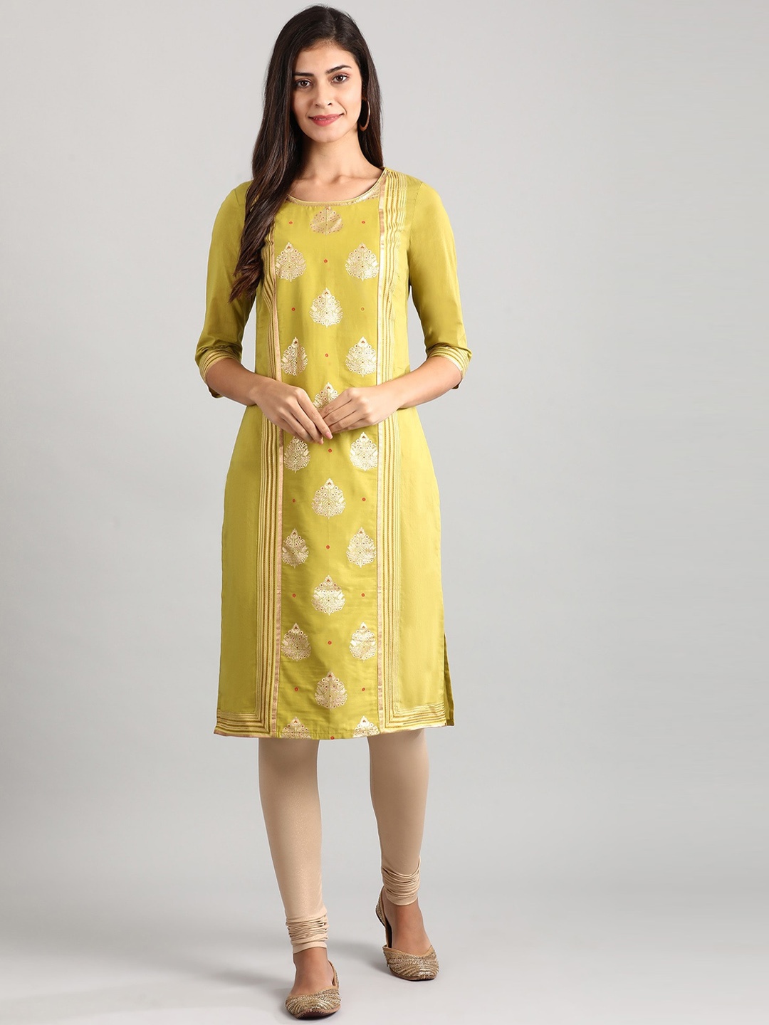 

AURELIA Straight Cotton Kurta, Green
