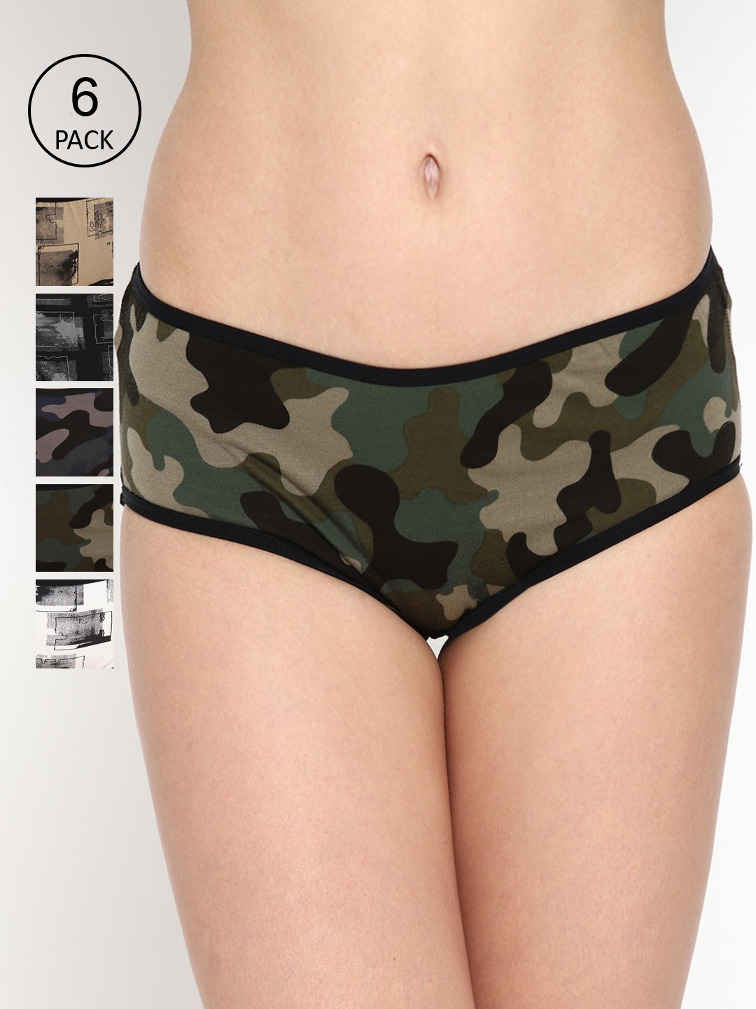 

Skidlers Women Pack Of 6 Multicoloured Hipster Briefs BRIEF-42-41-COMBO-6, Multi