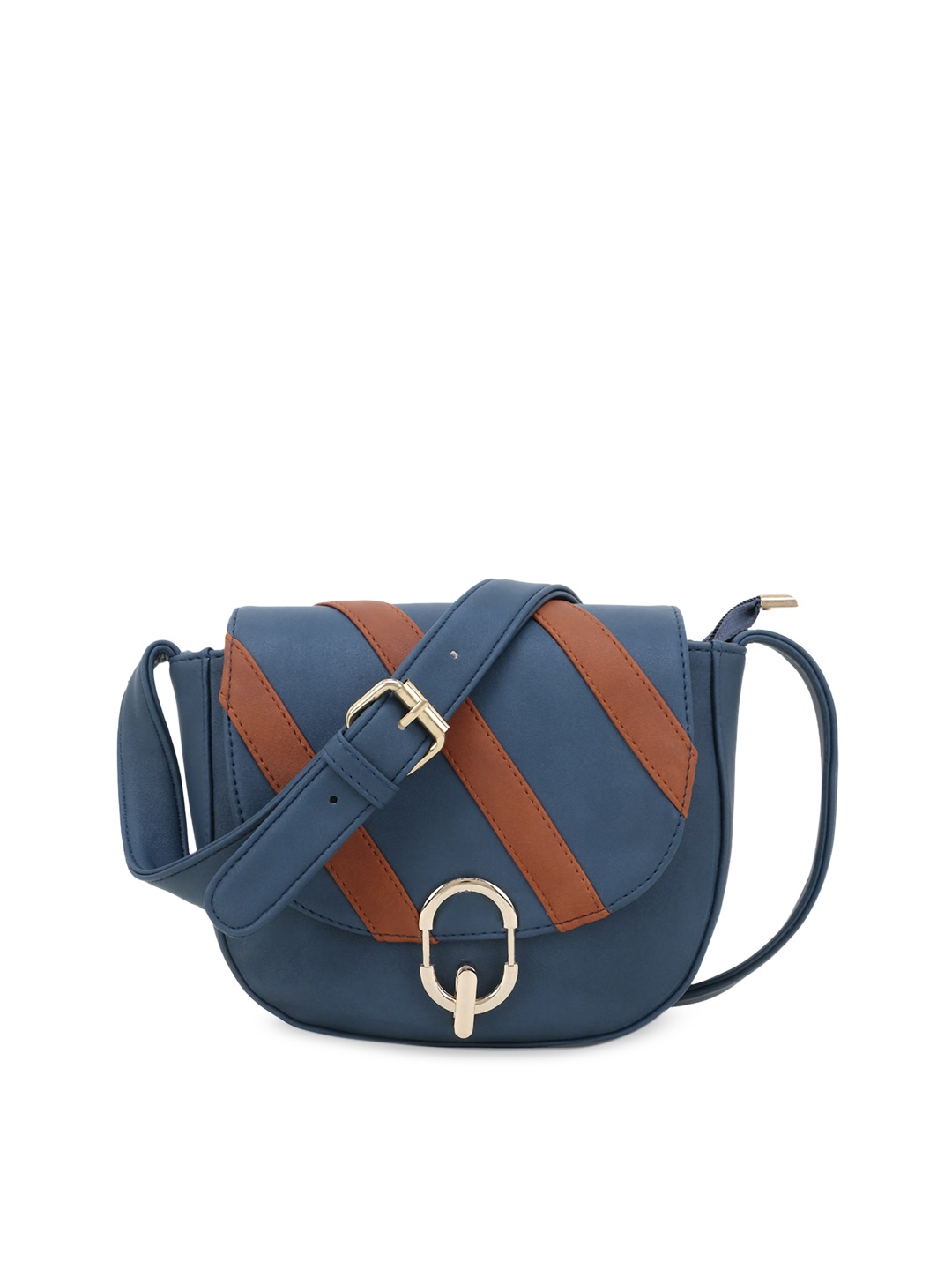 

WOMEN MARKS Blue & Tan Brown Colourblocked Sling Bag
