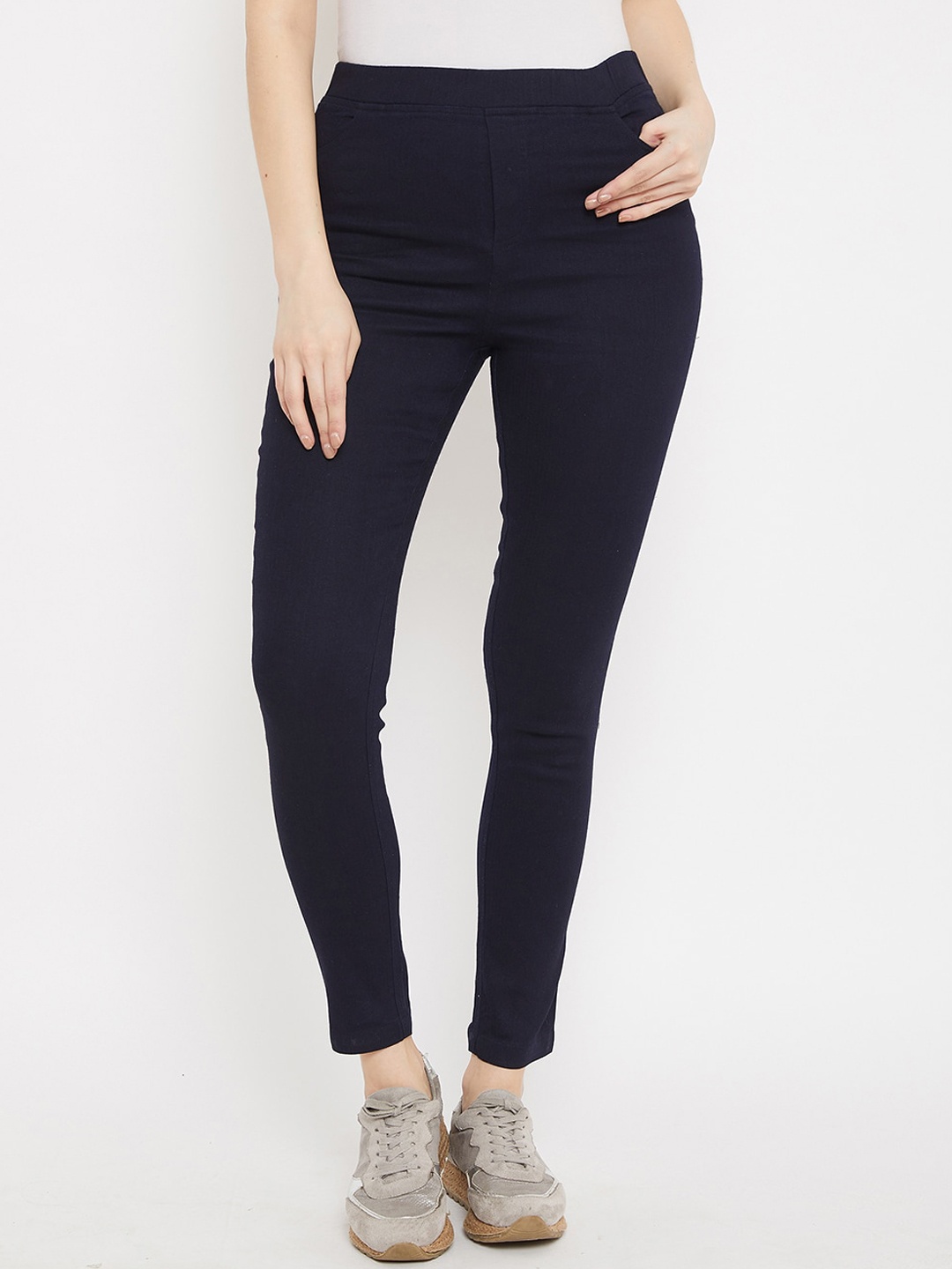 

Nun Women Navy Blue Solid Skinny Fit Denim Jeggings