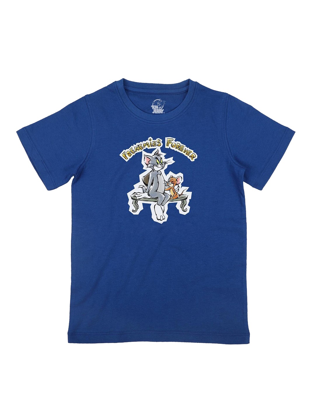 

Tom Jerry Boys Blue Tom Jerry Printed Round Neck Pure Cotton T-shirt
