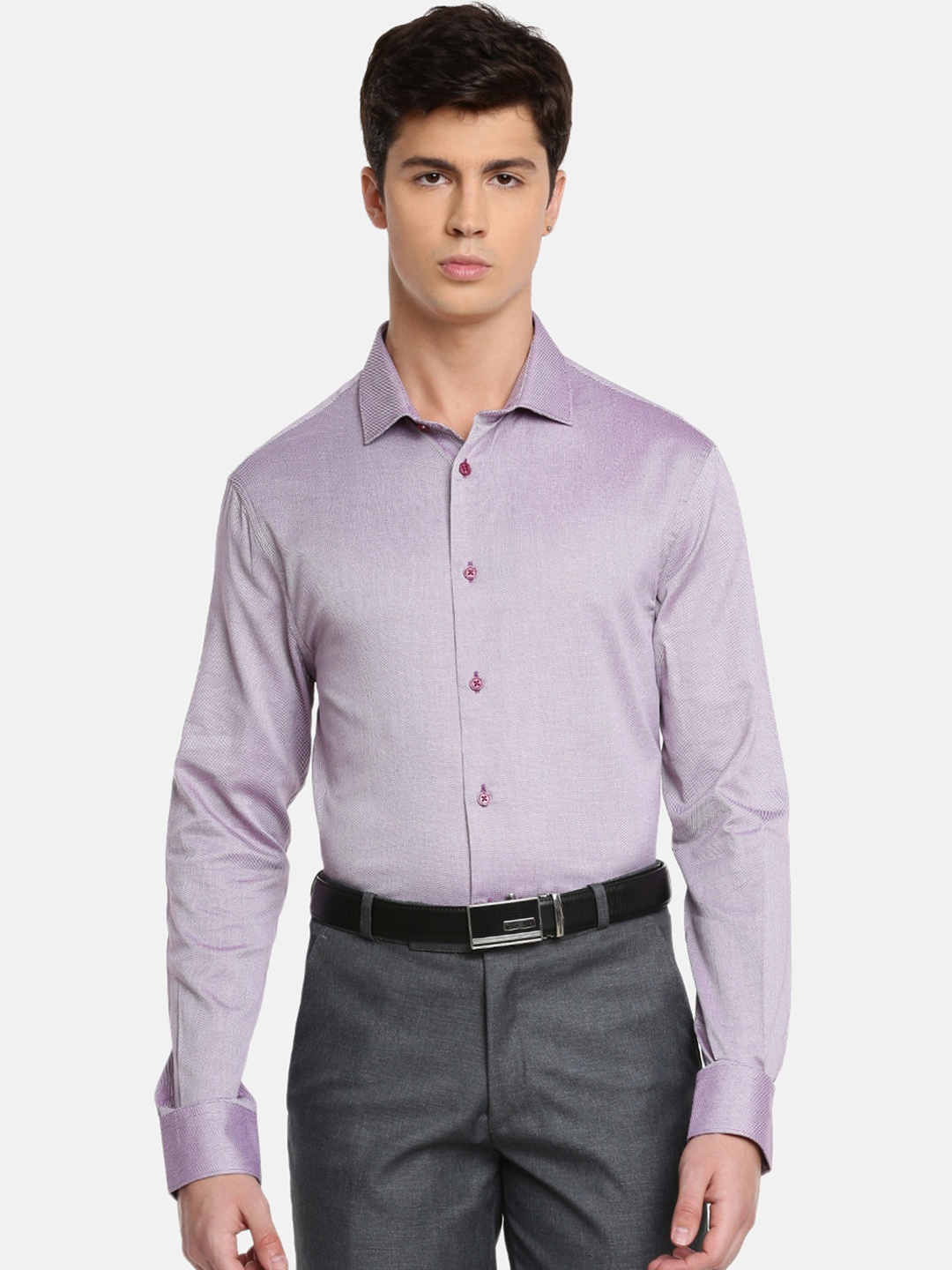 

Celio Men Purple Slim Fit Self Design Casual Shirt