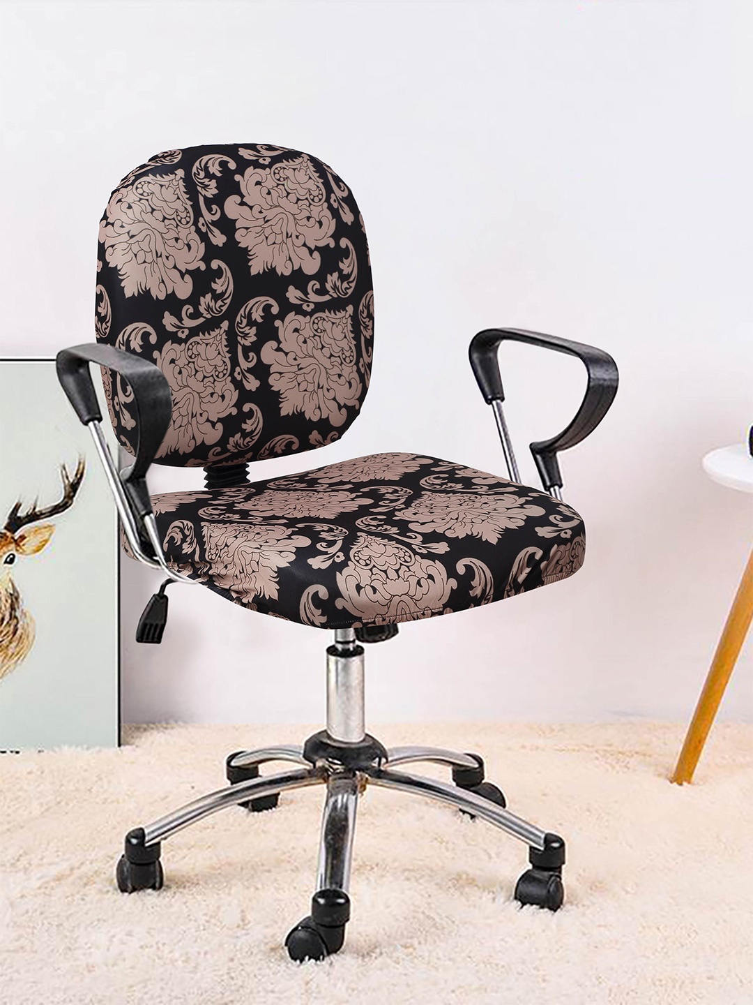

Cortina Set Of 6 Black & Beige Ethnic Printed Chair Covers