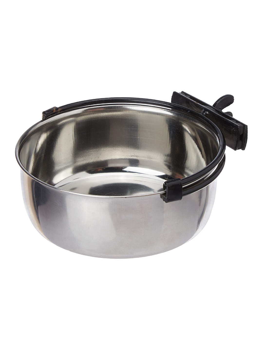 

PETS EMPIRE Silver-Toned & Black Solid Stainless Steel Anti-Skid Bird Feeder Bowl
