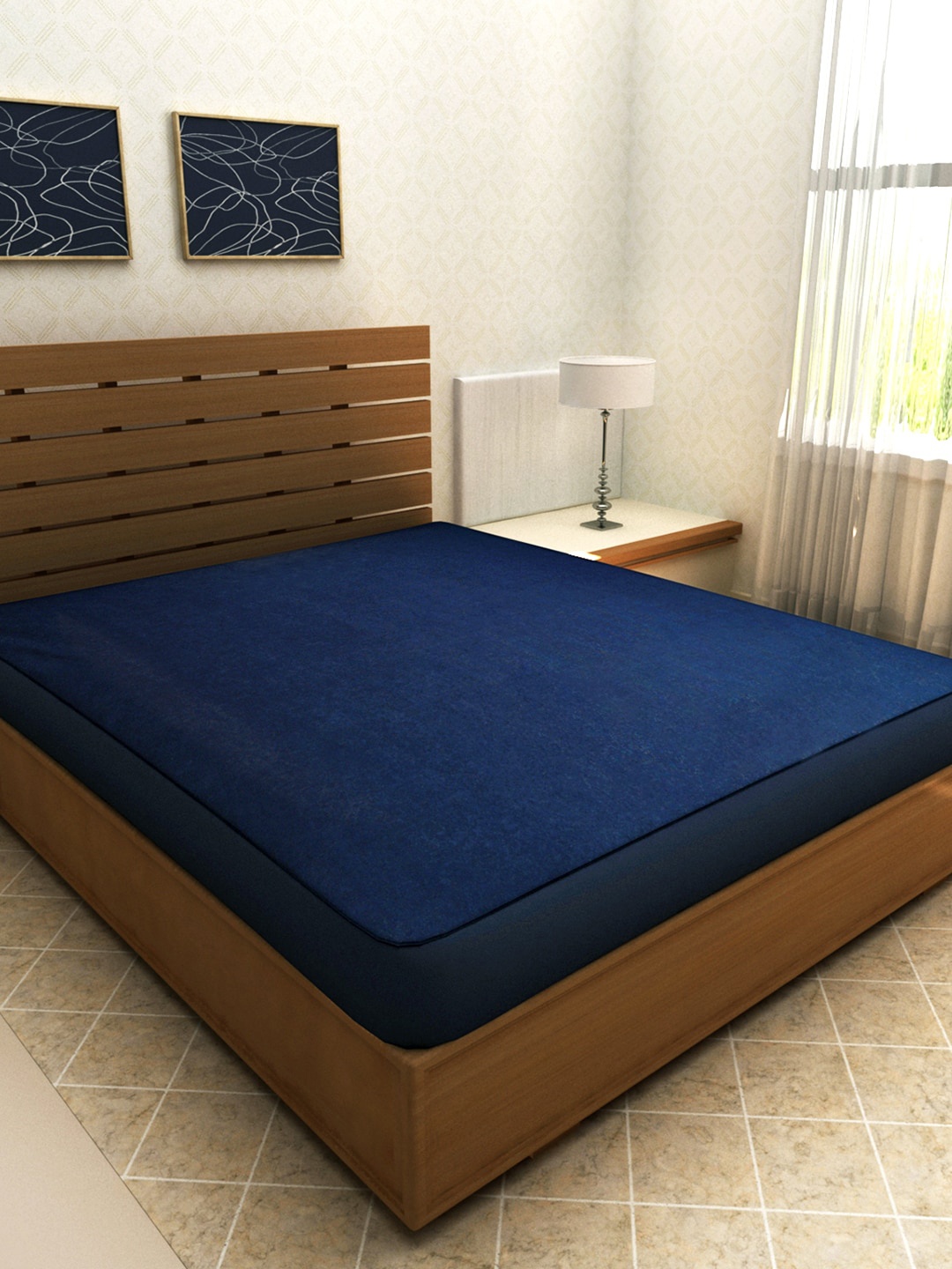 

ROMEE Blue Solid Water-proof Mattress Protector