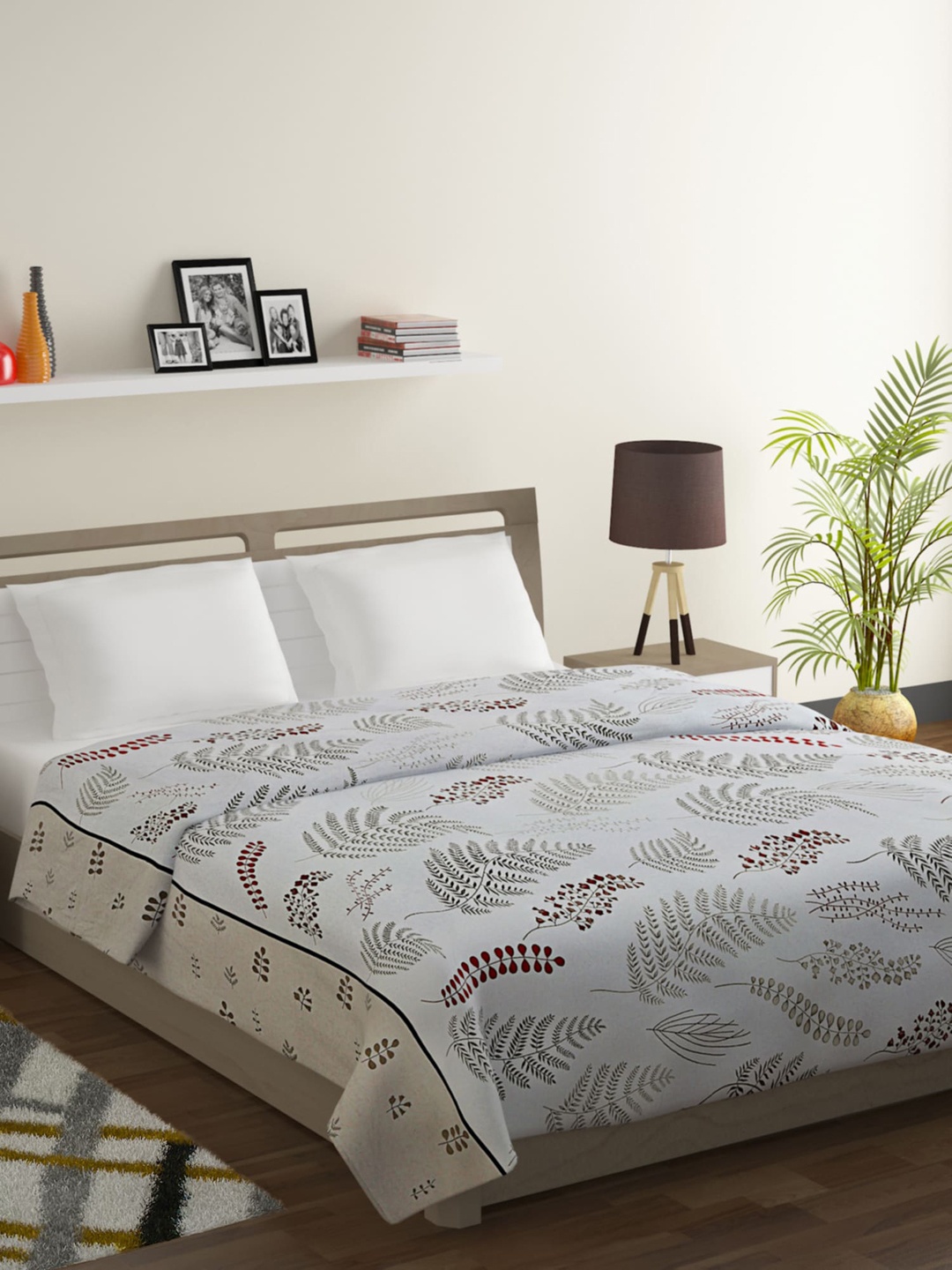 

SWAYAM Grey & Black Floral Mild Winter 150 GSM Double Bed Comforter