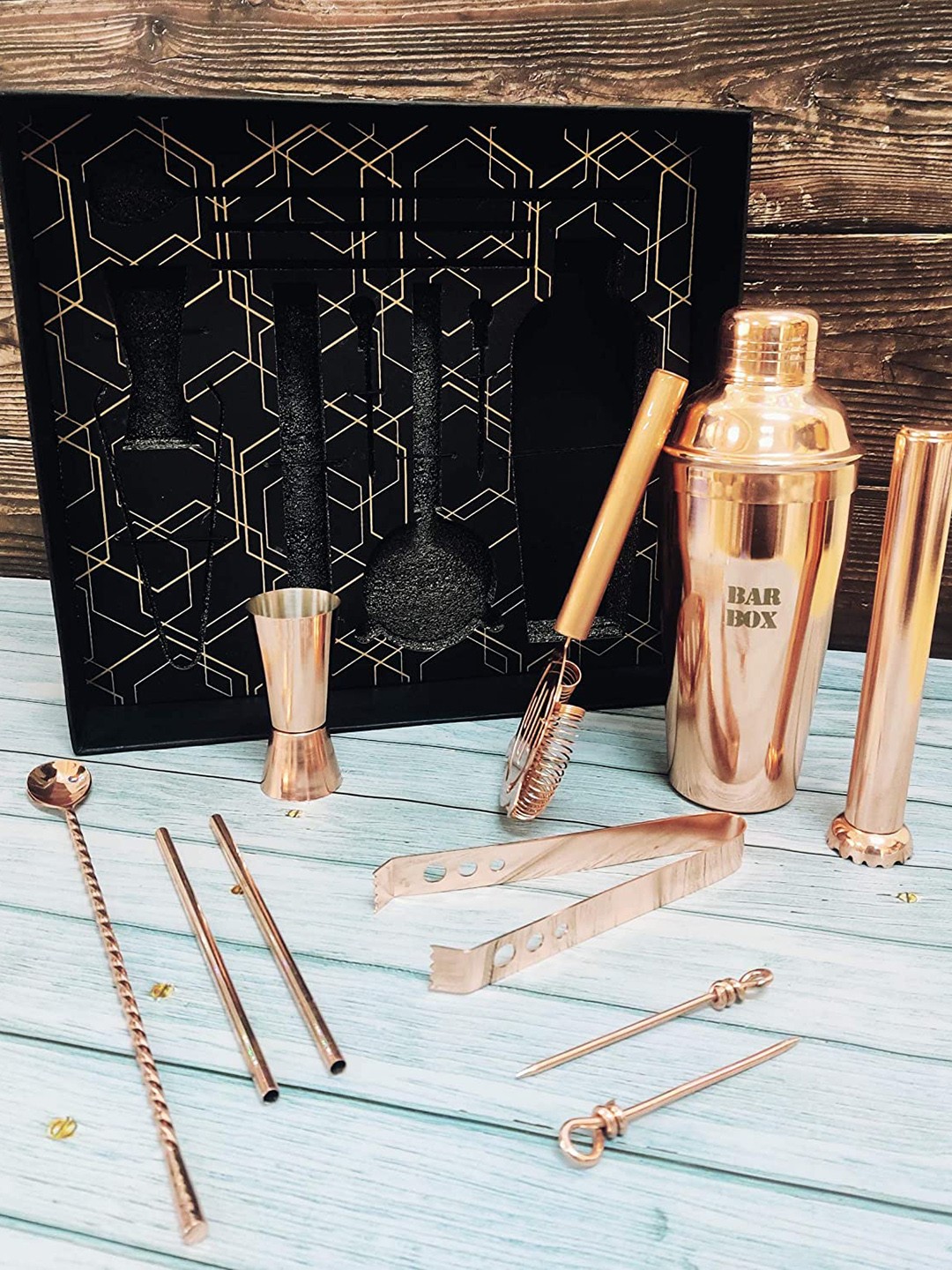 

BAR BOX Cocktail Shaker Barware set, Rose gold