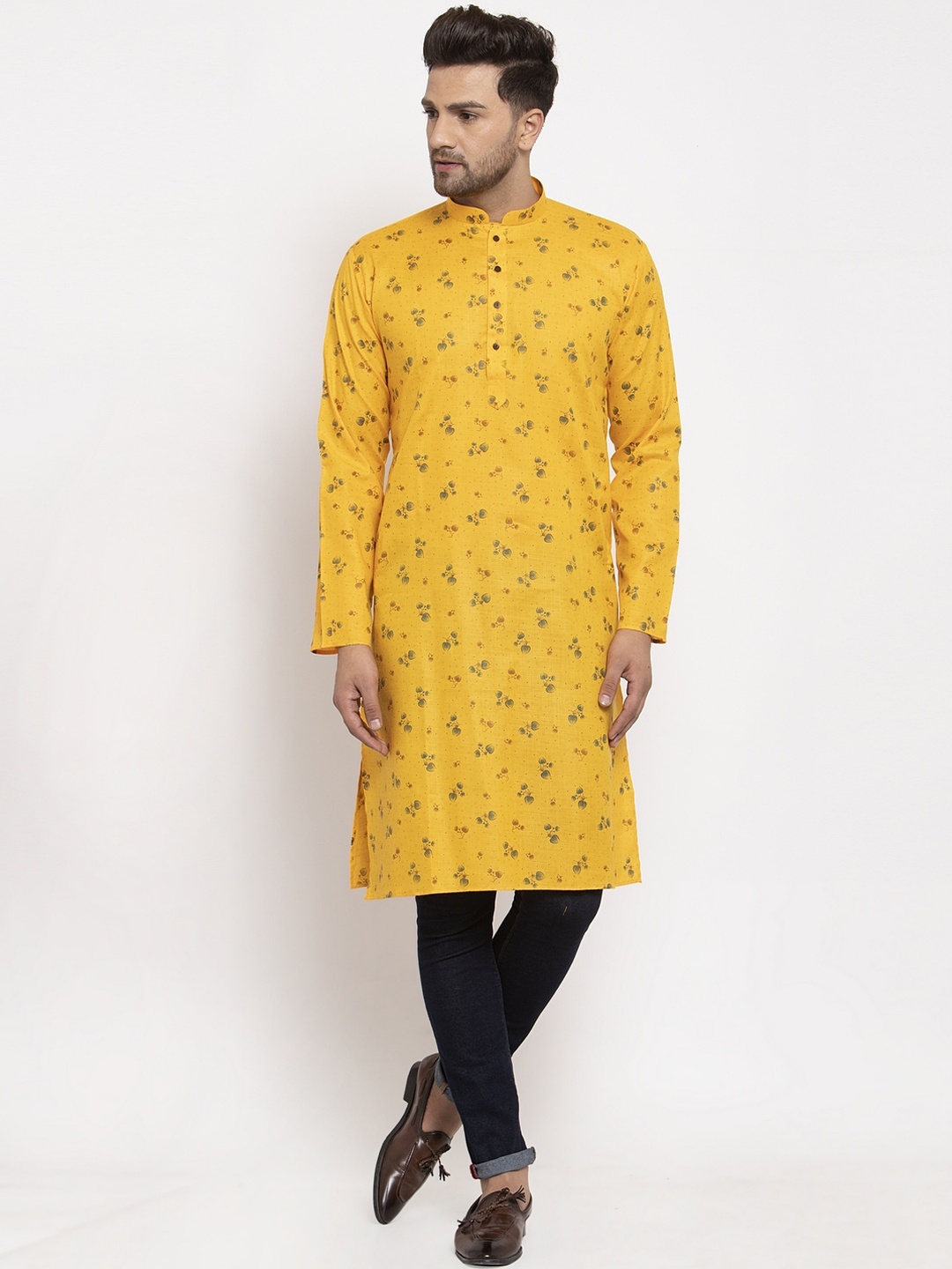 

GRACIT Men Yellow Ethnic Motifs Printed Kurta